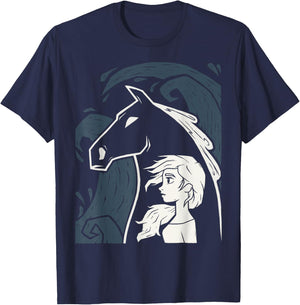 Disney Frozen 2 Elsa Water Horse Portrait T-Shirt - T-Shirt | Navy