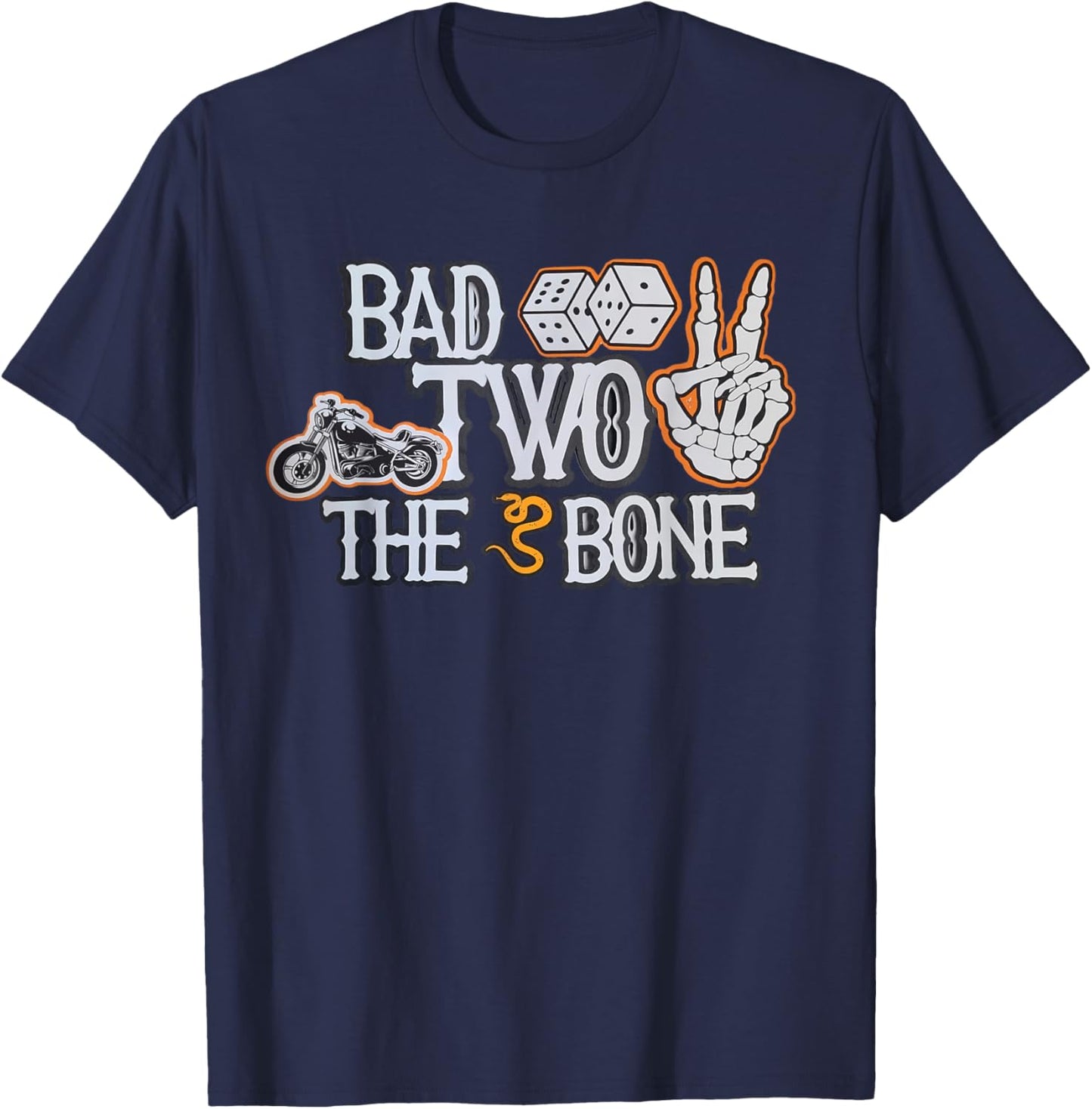 Bad To The Bone Skeleton TWO Birthday Toddler Kids Funny T-Shirt - T-Shirt | Navy