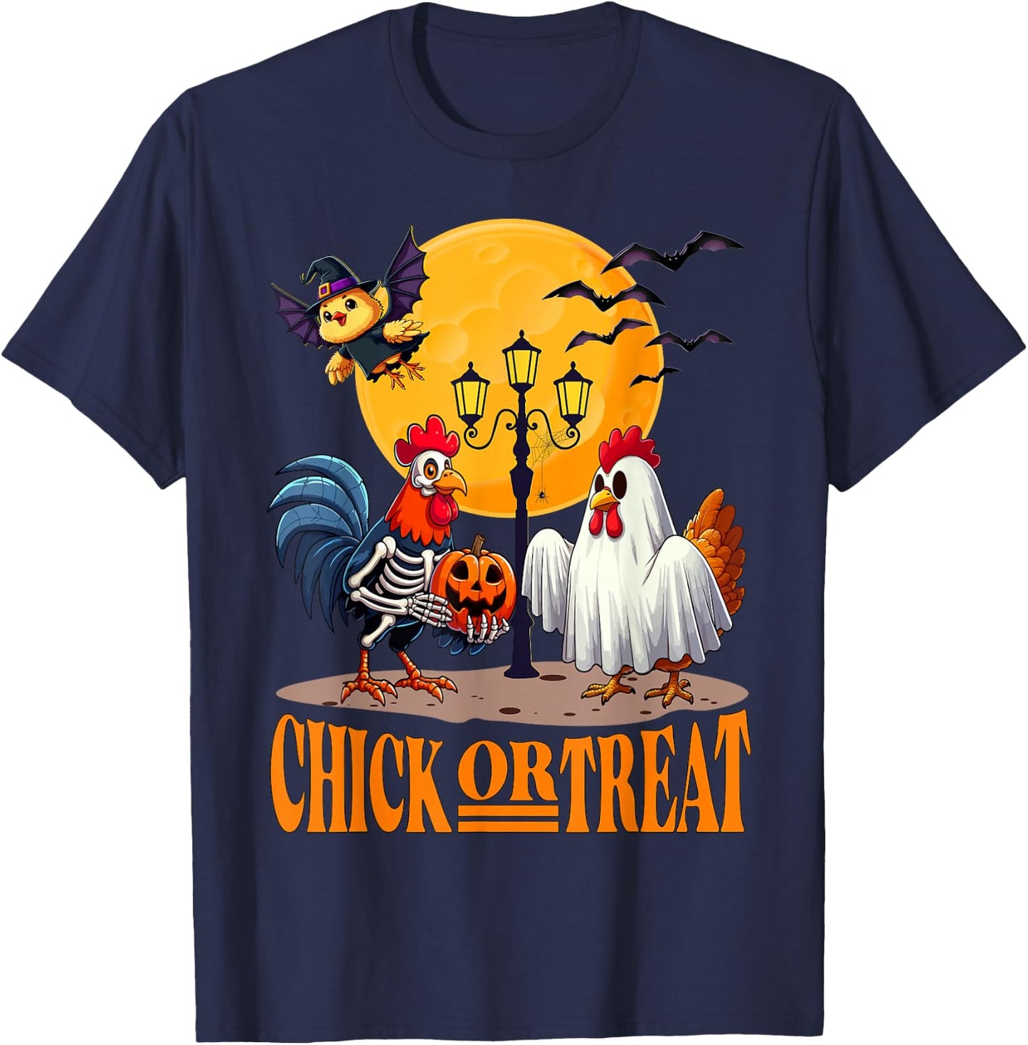 Skeleton Chicken Halloween Funny Spooky chicken Lovers T-Shirt - T-Shirt | Navy