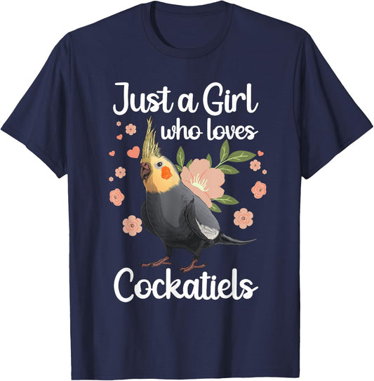 Cool Cockatiel Girls Parrot Bird Lover Parakeet T-Shirt - T-Shirt | Navy