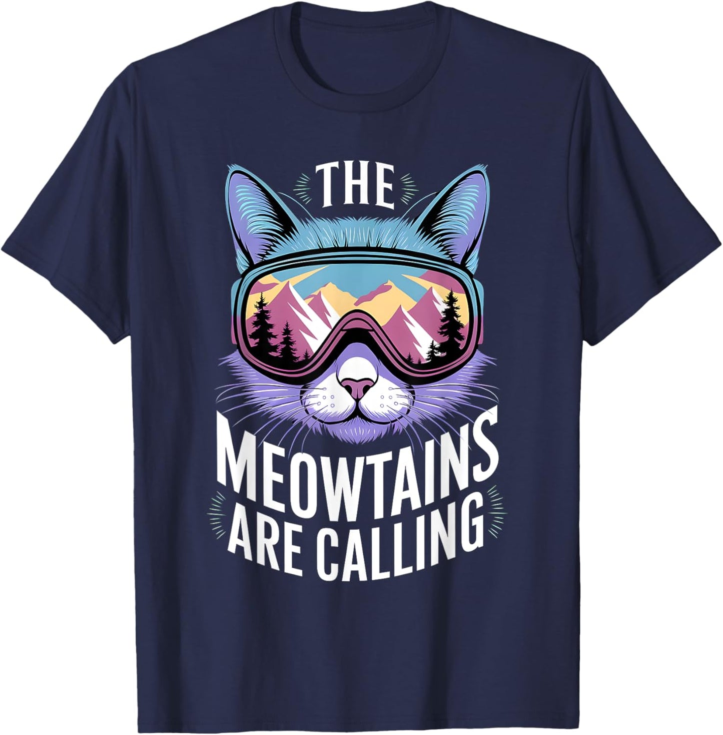the mountains are calling cat lover Cool Snowboard ski lover T-Shirt - T-Shirt | Navy