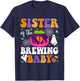 Sister of Brewing Baby Halloween Theme Baby Shower Spooky T-Shirt - T-Shirt | Navy