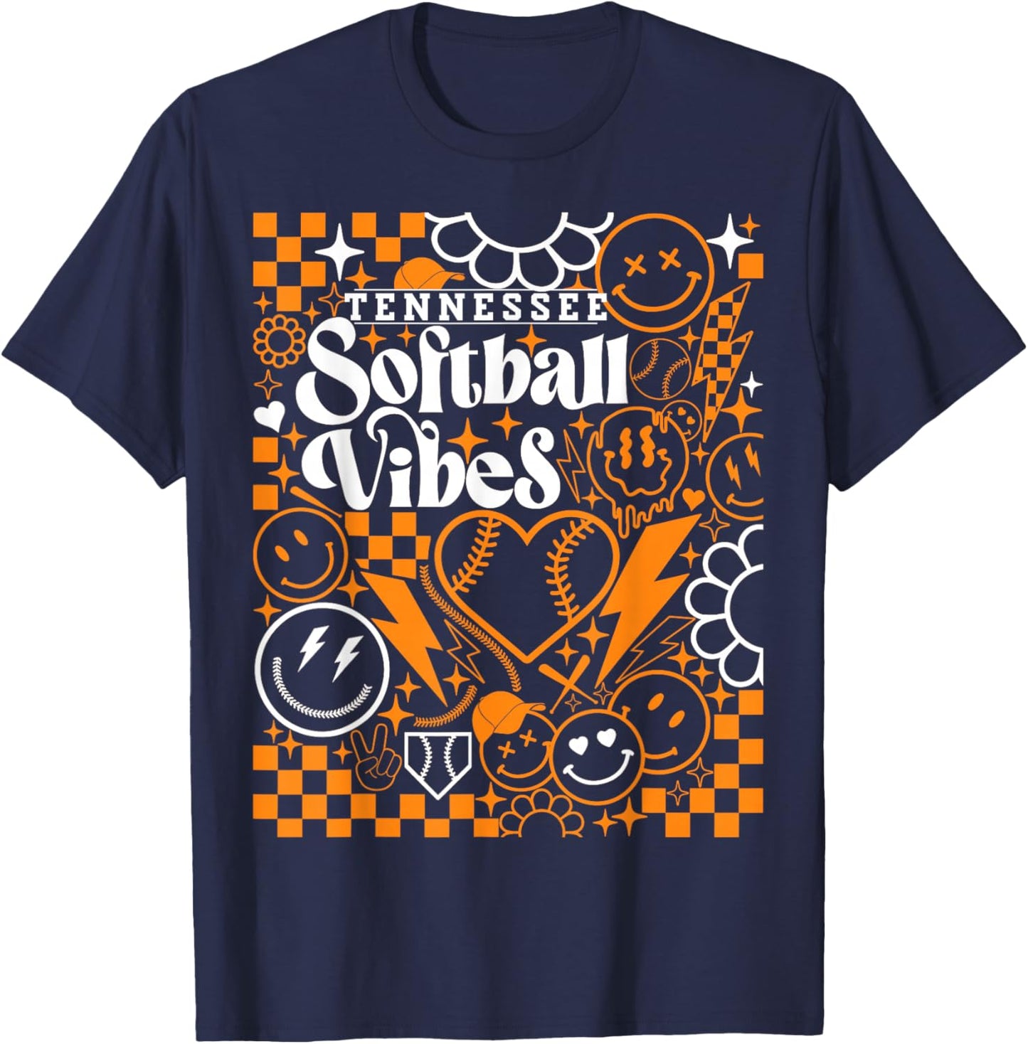 Tennessee Softball Vintage Kids Team Retro Softball Fan T-Shirt - T-Shirt | Navy