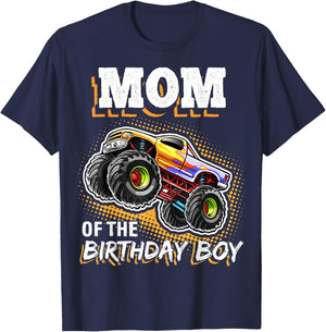 Mom of the Birthday Boy Monster Truck Birthday Novelty Gift T-Shirt - T-Shirt | Navy