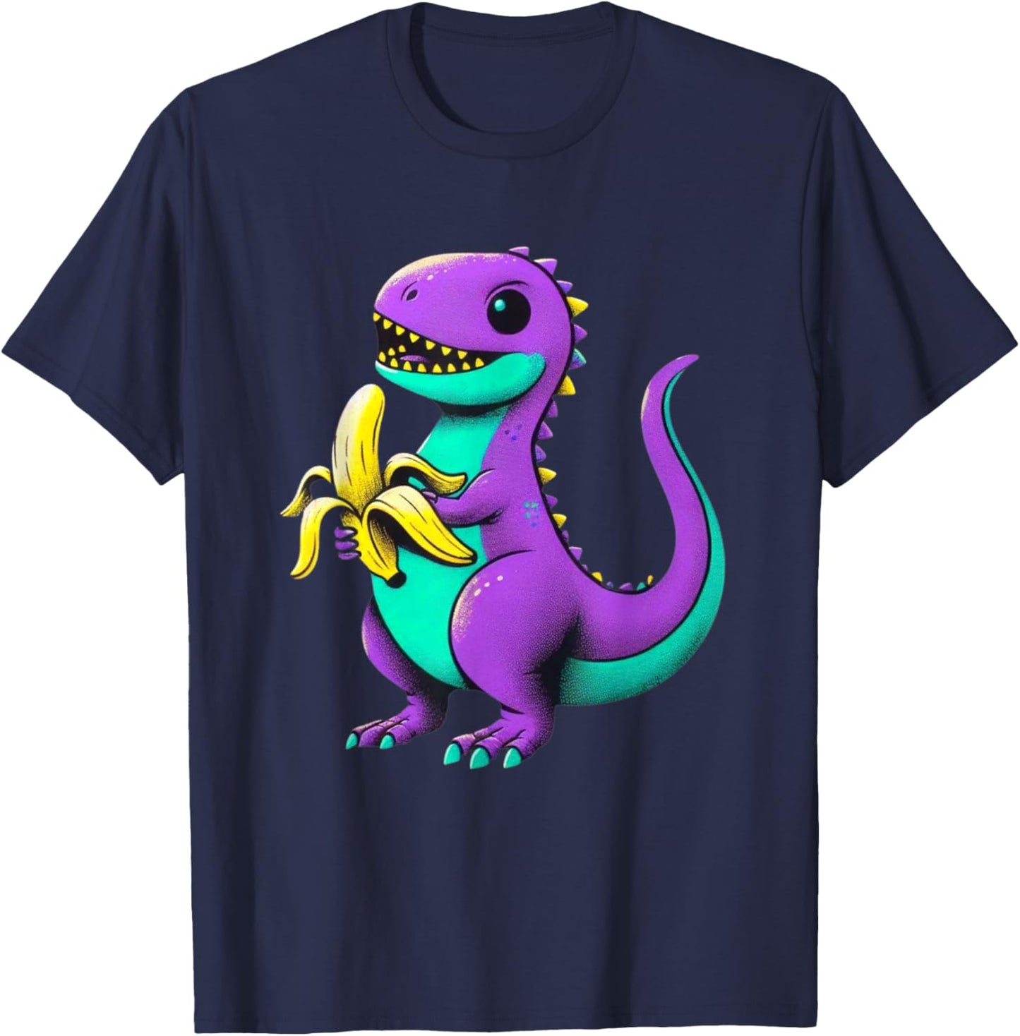 Funny Thesaurus Dinosaur eating a banana T-Shirt - T-Shirt | Navy