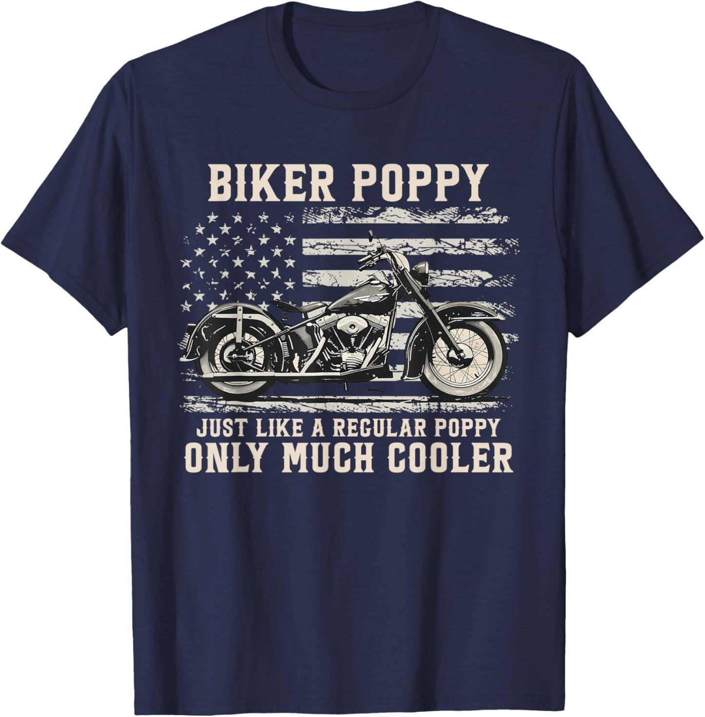 Biker Poppy Like A Normal Poppy Only Much Cooler T-Shirt - T-Shirt | Navy