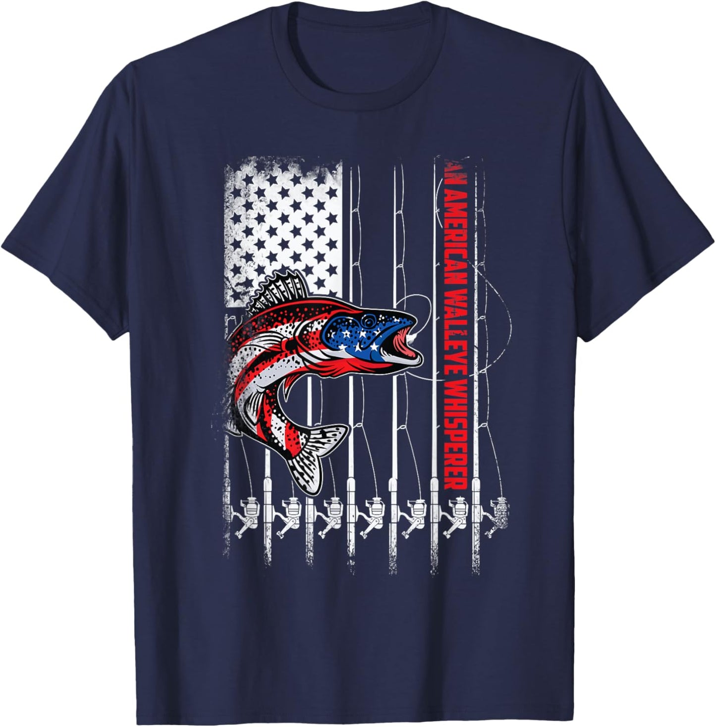 Patriotic anglers American walleye whisperer fisherman T-Shirt - T-Shirt | Navy