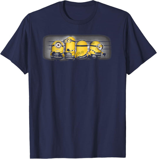 Despicable Me Minions Group Mug Shot Graphic Small T-Shirt - T-Shirt | Navy