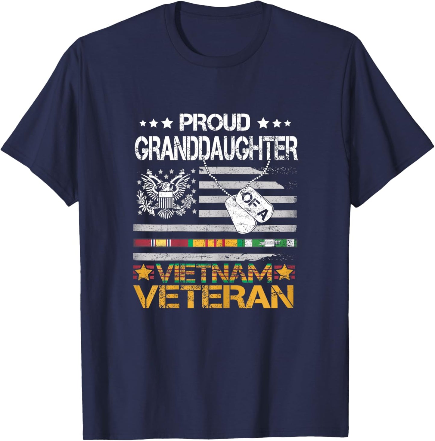 Proud Granddaughter Of A Vietnam Veteran Patriotic US Vet T-Shirt - T-Shirt | Navy