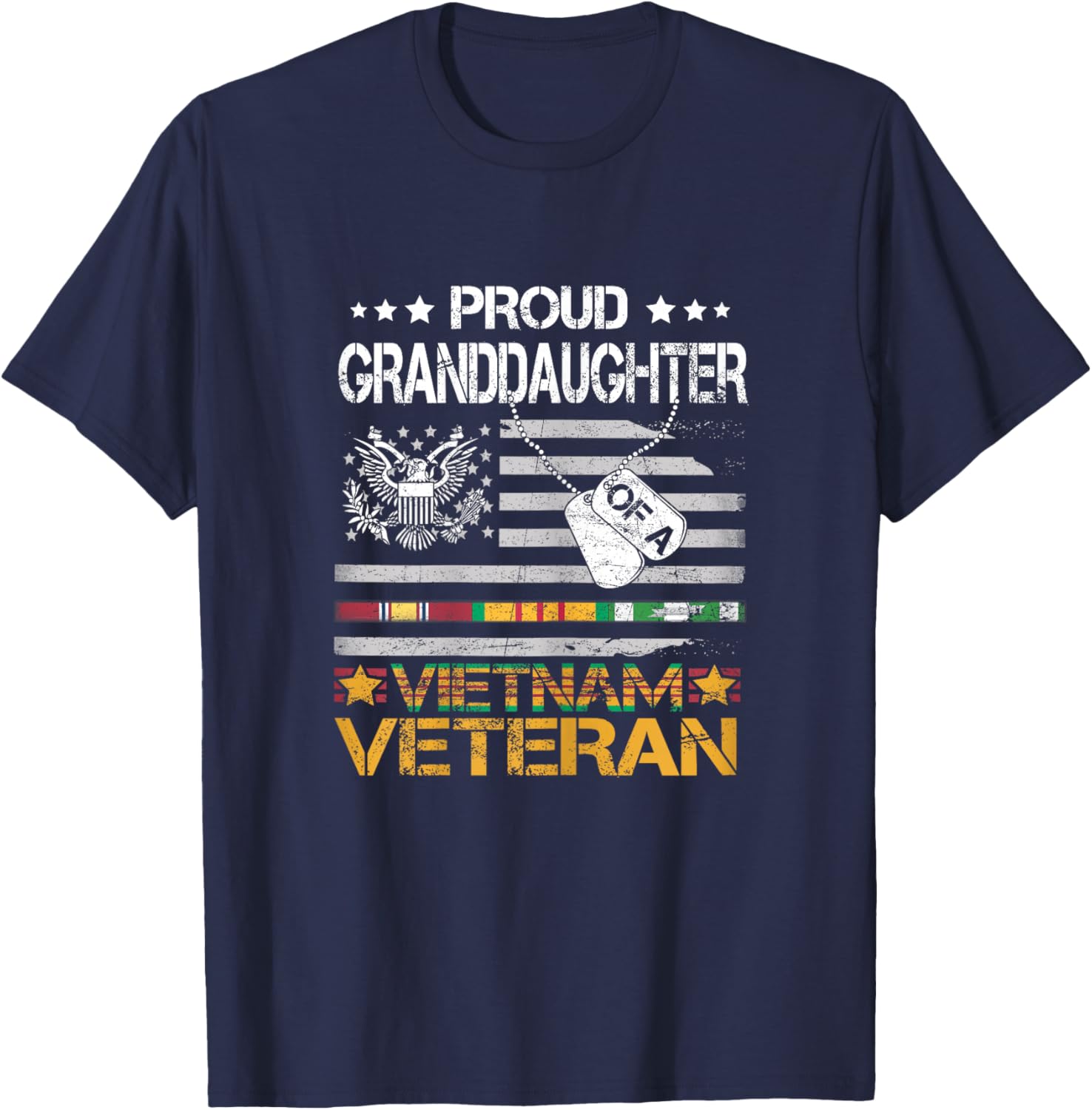Proud Granddaughter Of A Vietnam Veteran Patriotic US Vet T-Shirt - T-Shirt | Navy