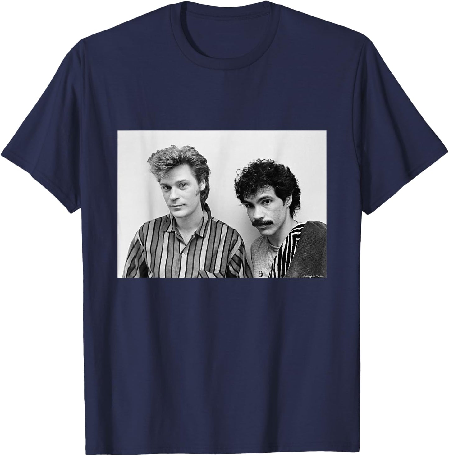 Daryl Hall & John Oates Pop Duo Headshot by Virginia Turbett T-Shirt - T-Shirt | Navy