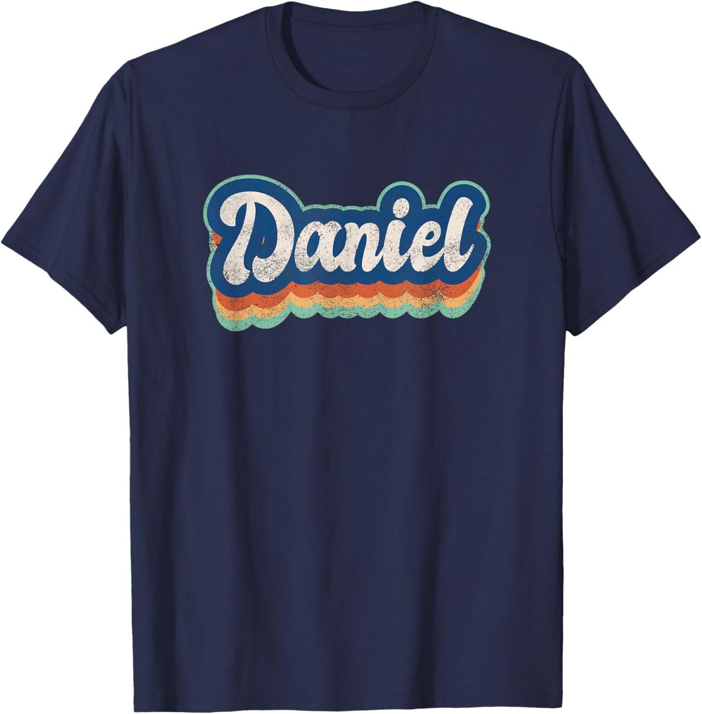 Daniel First Name Boy Vintage Style 70s 80s Personalized T-Shirt - T-Shirt | Navy