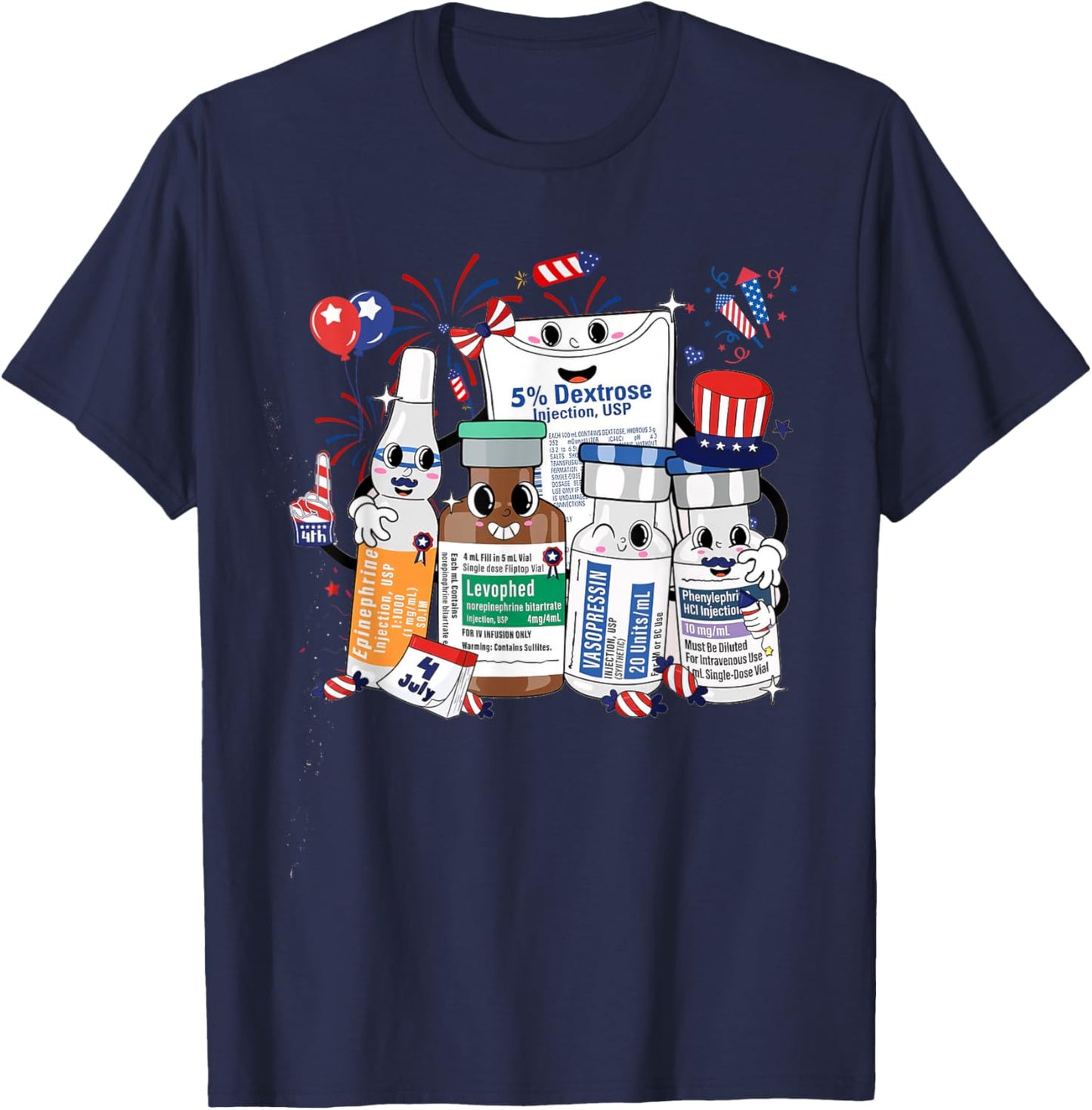 Red White Blue ICU Nurse Crew 4th of July Independence Day Men T-Shirt - T-Shirt | Navy