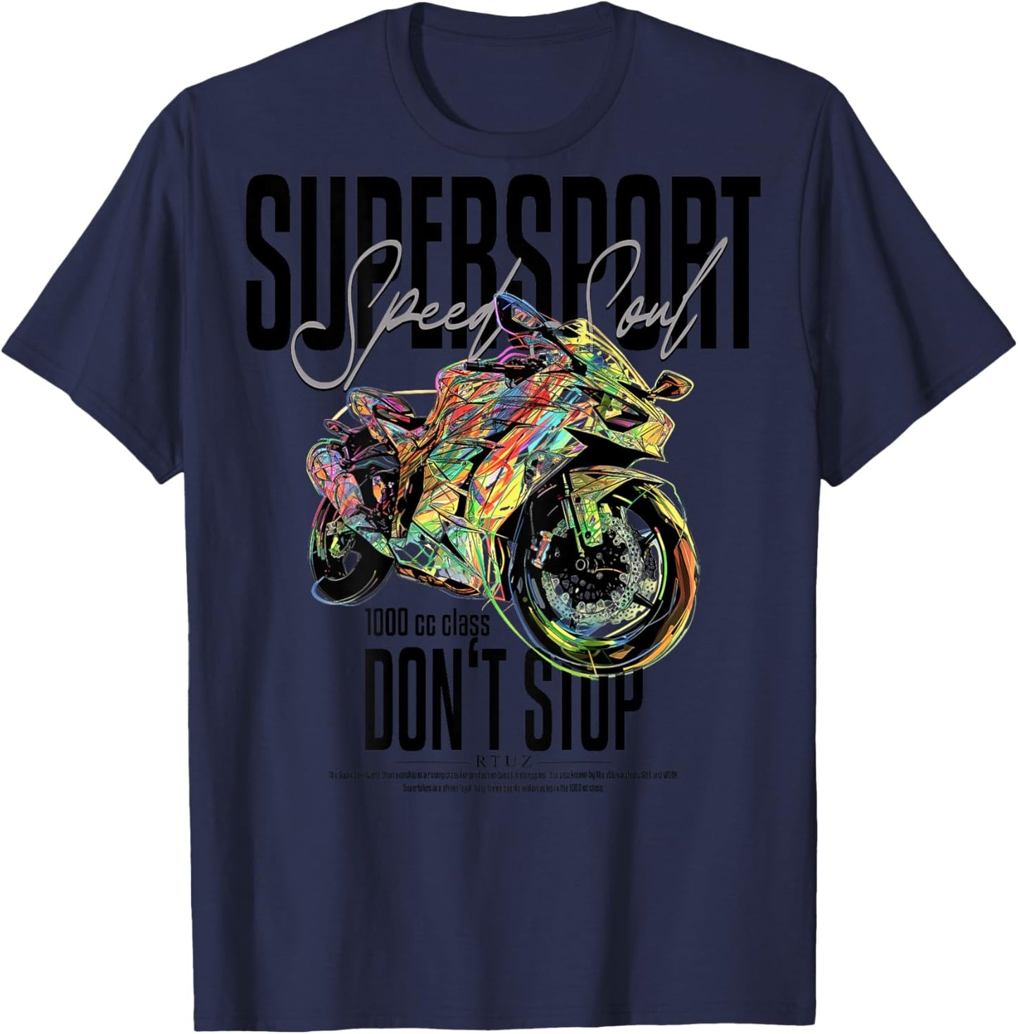 Supersport bike racing motorcycle backprint motorcycle T-Shirt - T-Shirt | Navy