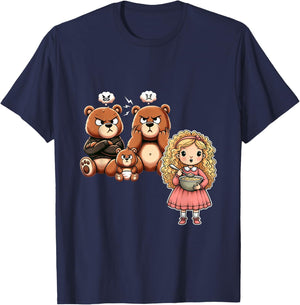 goldilocks and the three bears, annoyed Momma, Papa and Baby T-Shirt - T-Shirt | Navy