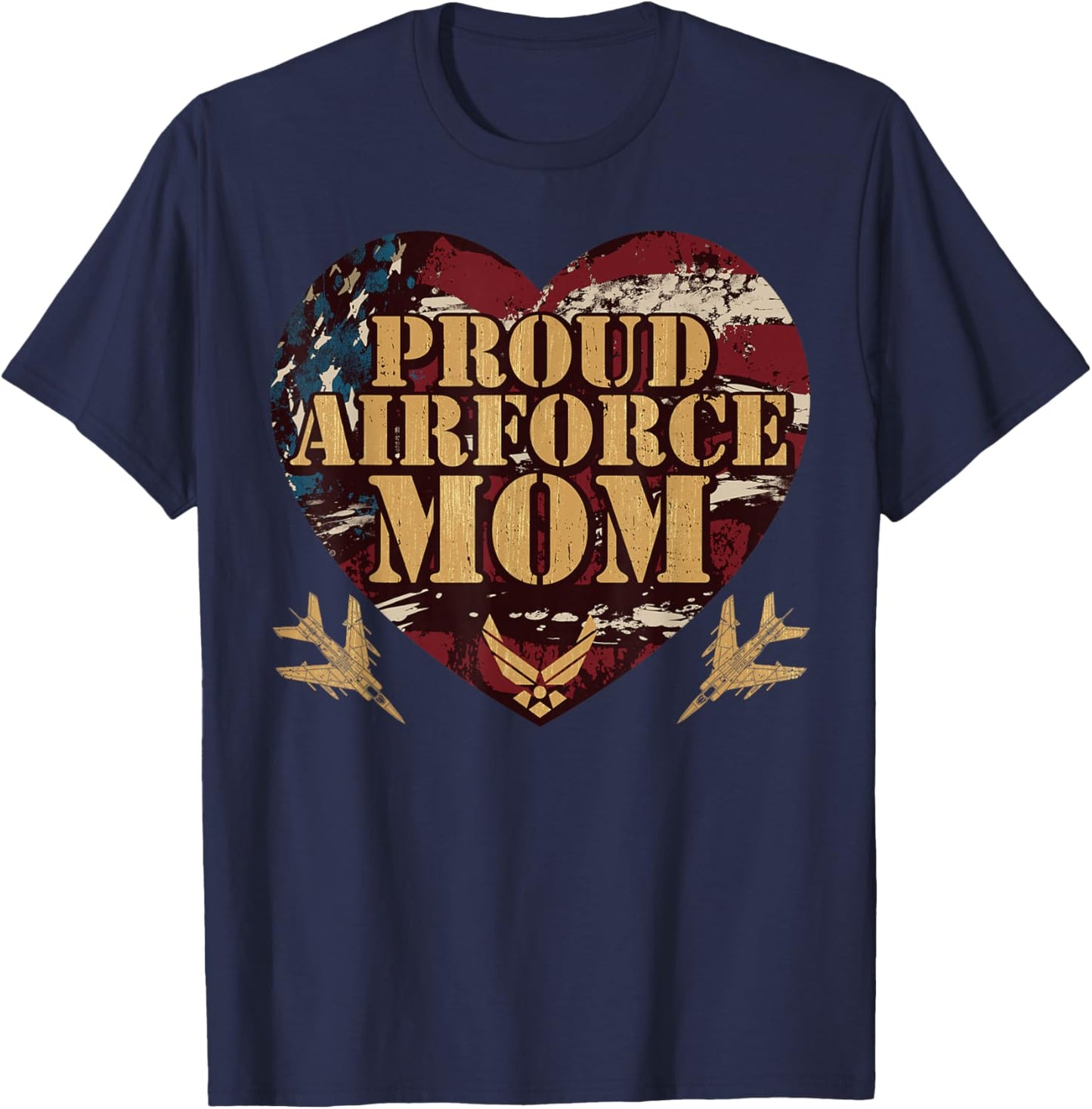 Proud Air Force Mom Army Military Mom Mother's Day T-Shirt - T-Shirt | Navy