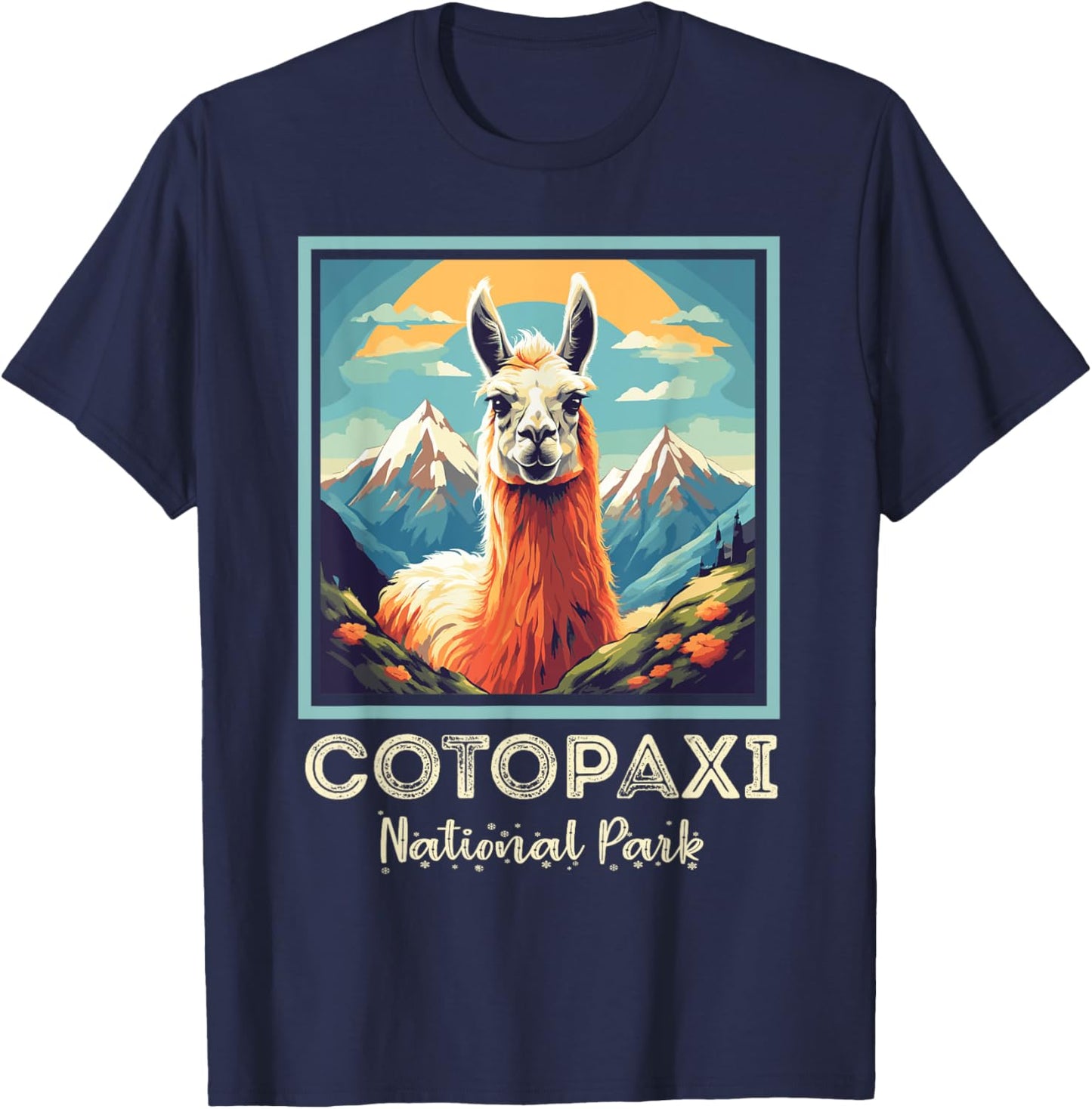 Cotopaxi Llama Flower National Park Souvenir Ecuador Hiking T-Shirt - T-Shirt | Navy