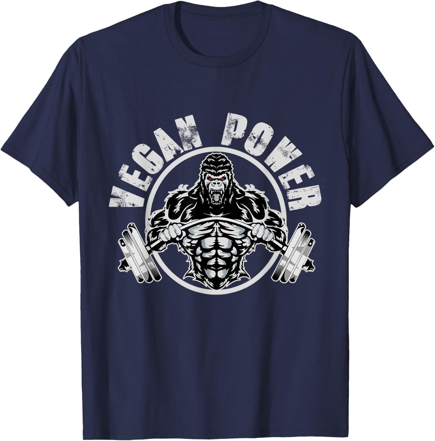 Vegan Power - Vegan Muscle Gorilla Bodybuilder Workout T-Shirt - T-Shirt | Navy