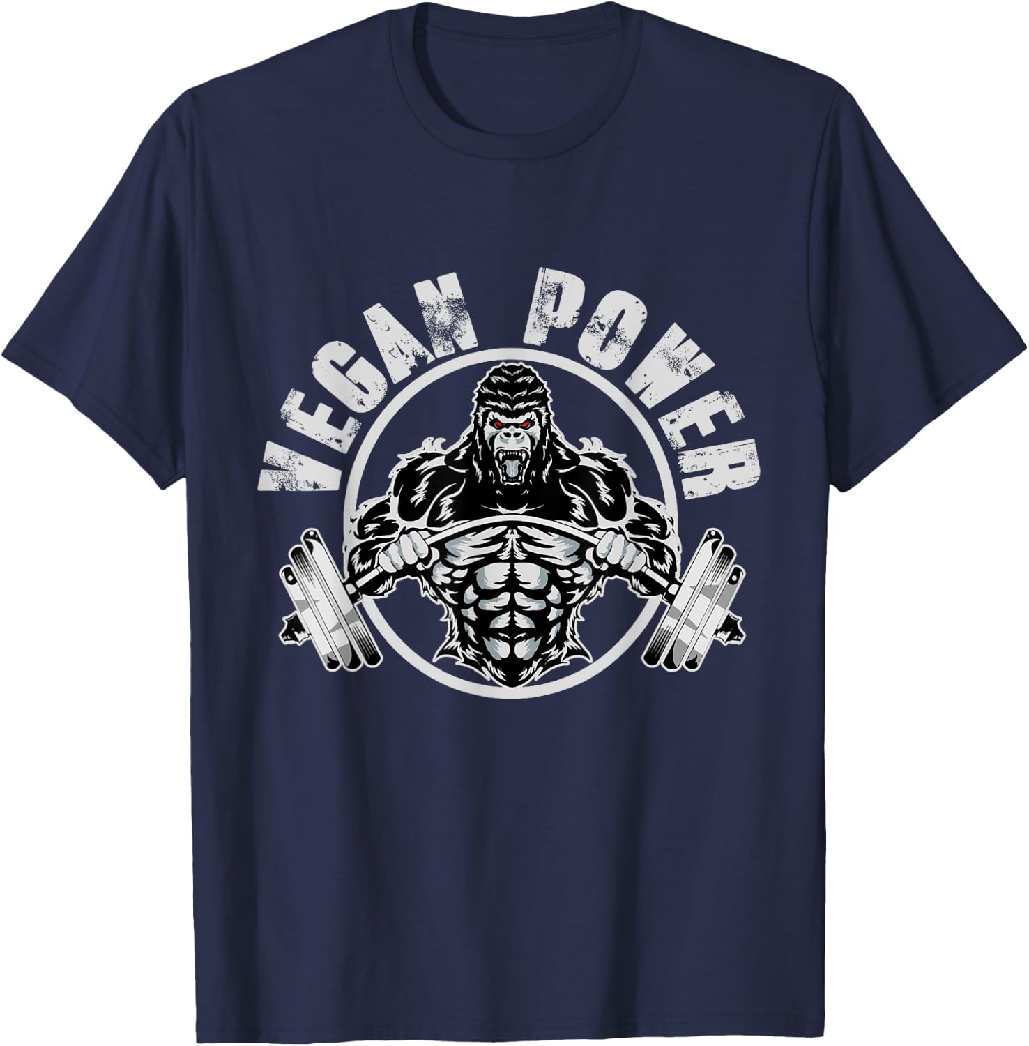 Vegan Power - Vegan Muscle Gorilla Bodybuilder Workout T-Shirt - T-Shirt | Navy