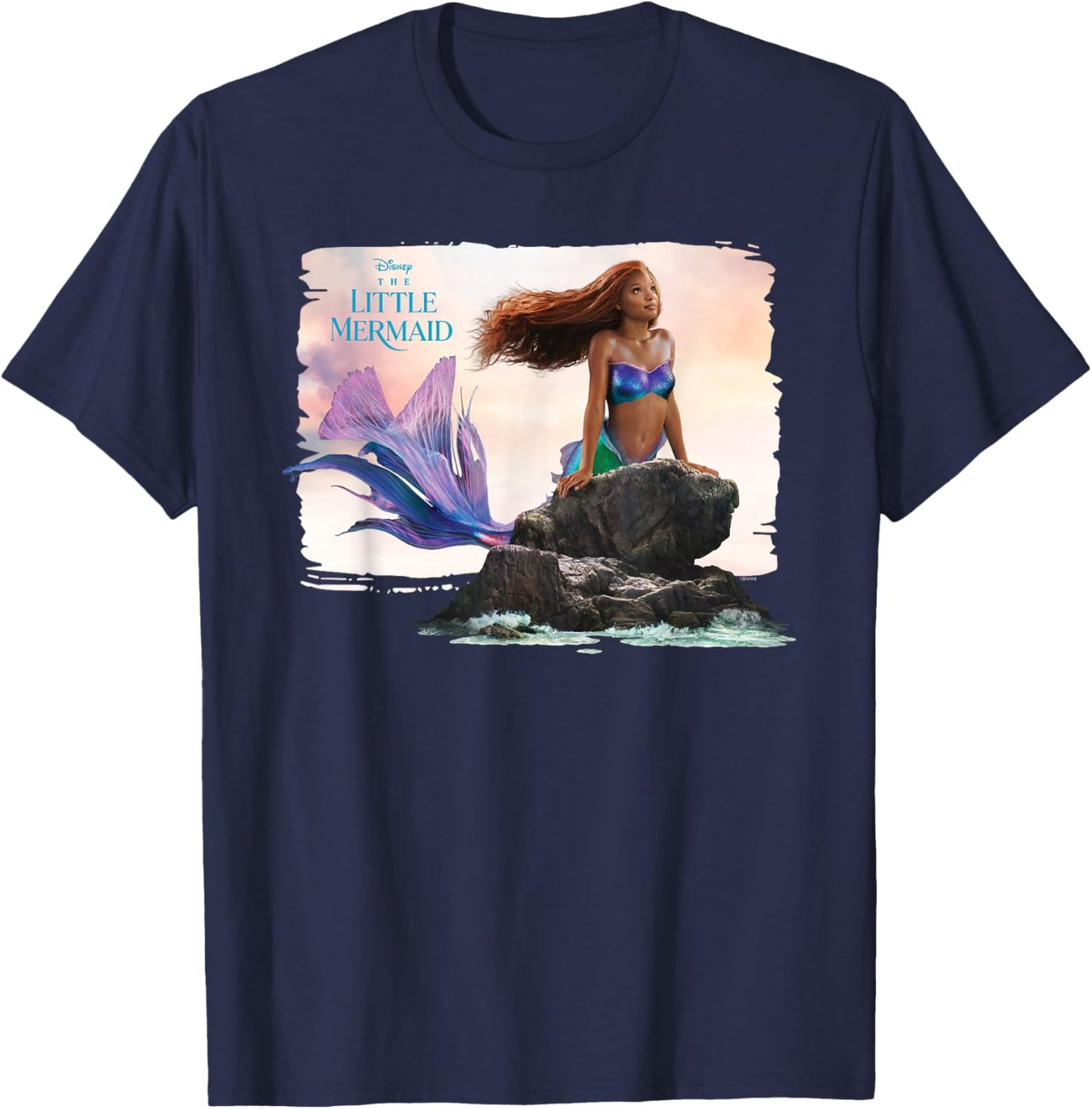 Disney The Little Mermaid Ariel Live-Action Movie Sea Rock T-Shirt - T-Shirt | Navy