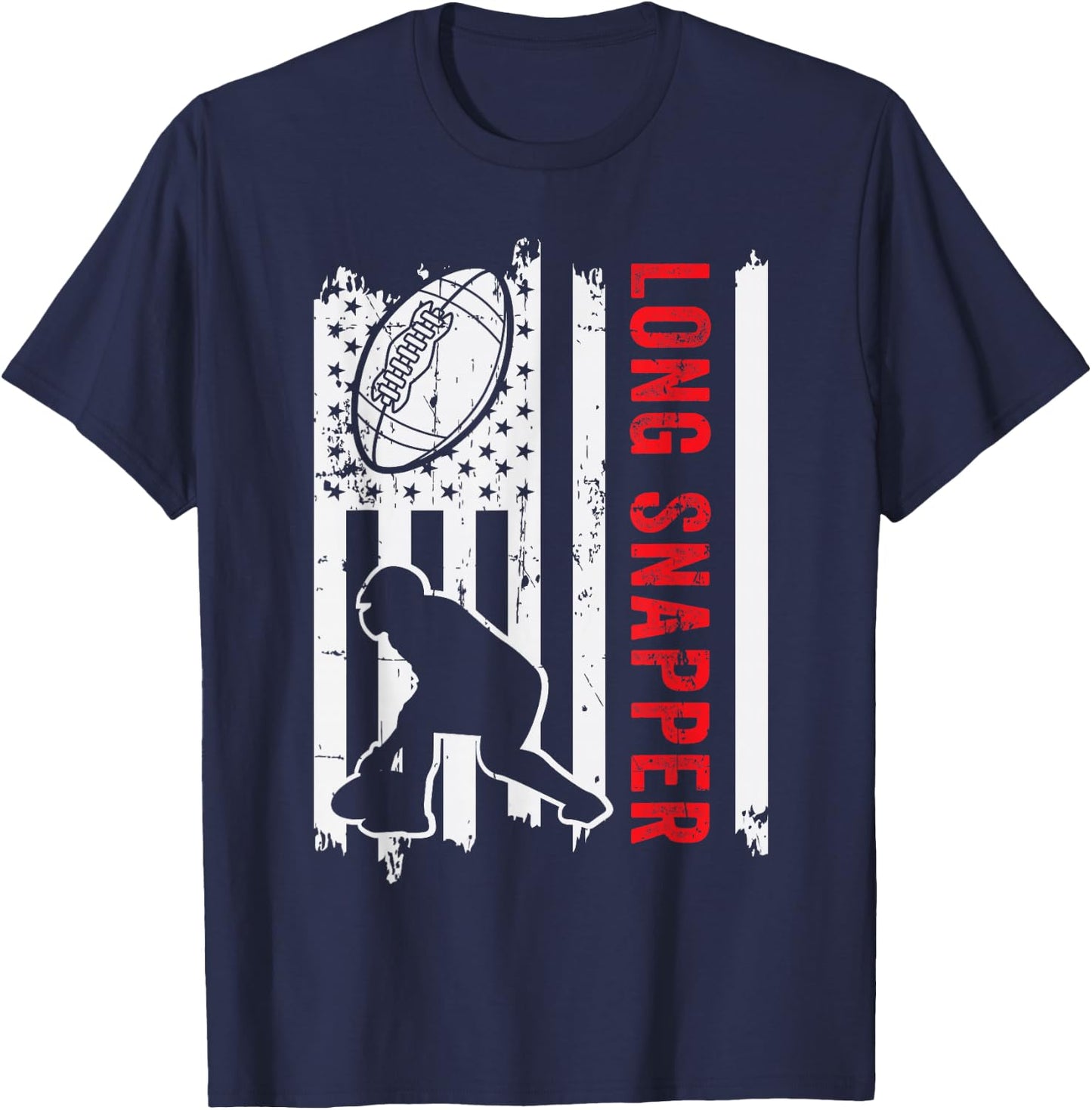 American Flag Long Snapper Football Player Position Team T-Shirt - T-Shirt | Navy