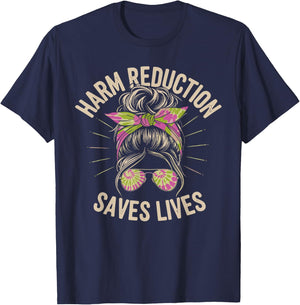Harm Reduction Saves Lives Mental Health Awareness Month Men T-Shirt - T-Shirt | Navy