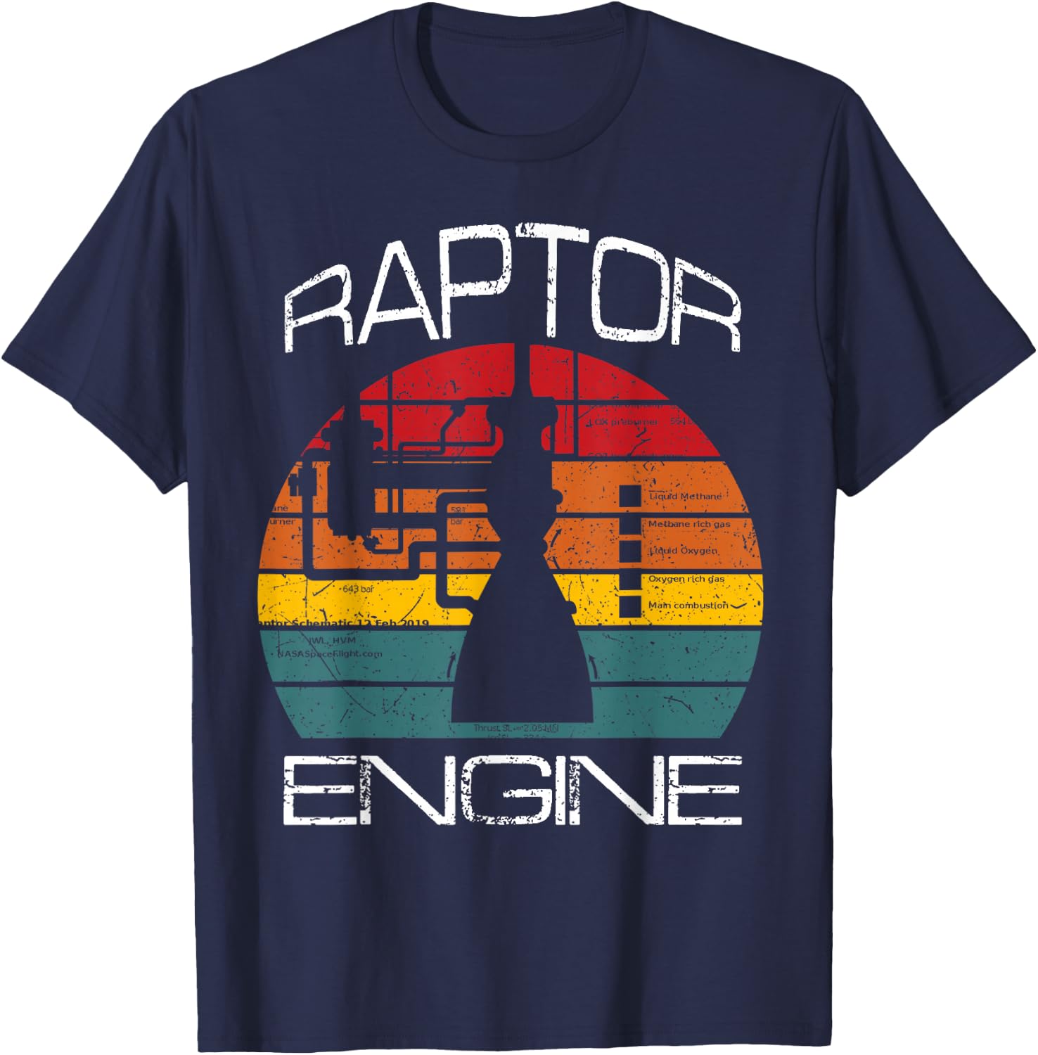 Starship Raptor Engine For Rocket Scientist & Space Explorer T-Shirt - T-Shirt | Navy