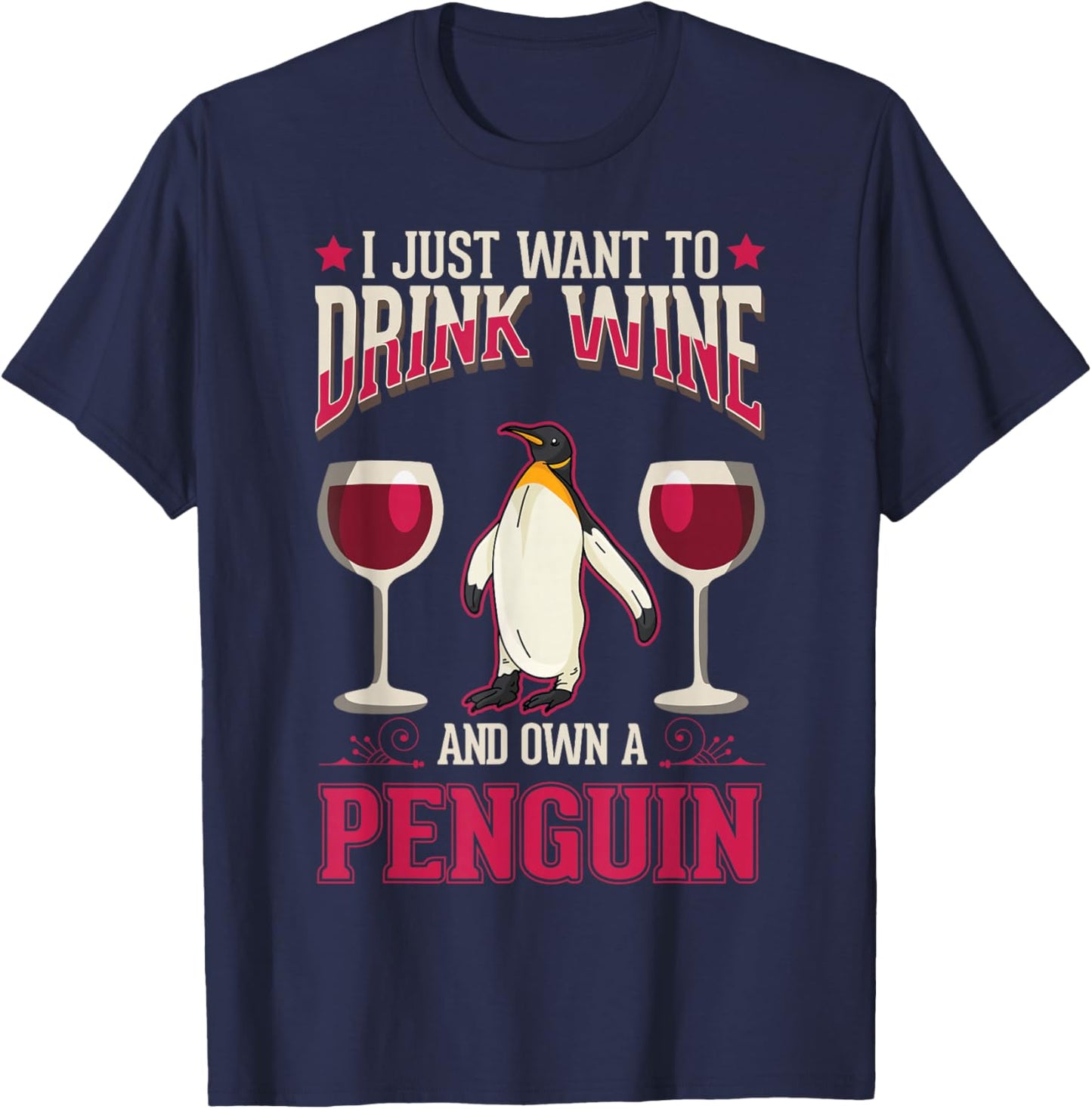 Penguins And Wine T-Shirt - T-Shirt | Navy
