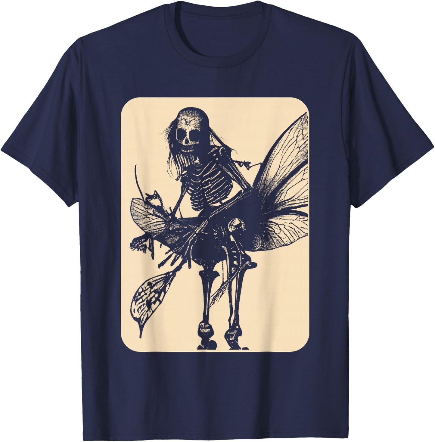 Dark Art Fairycore Butterfly Skeleton T-Shirt - T-Shirt | Navy