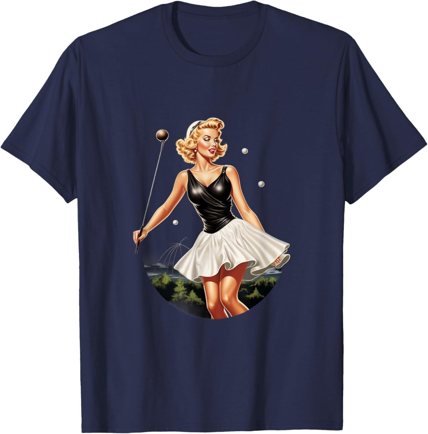 Pinup Girl Golfer Golf Vintage T-Shirt - T-Shirt | Navy