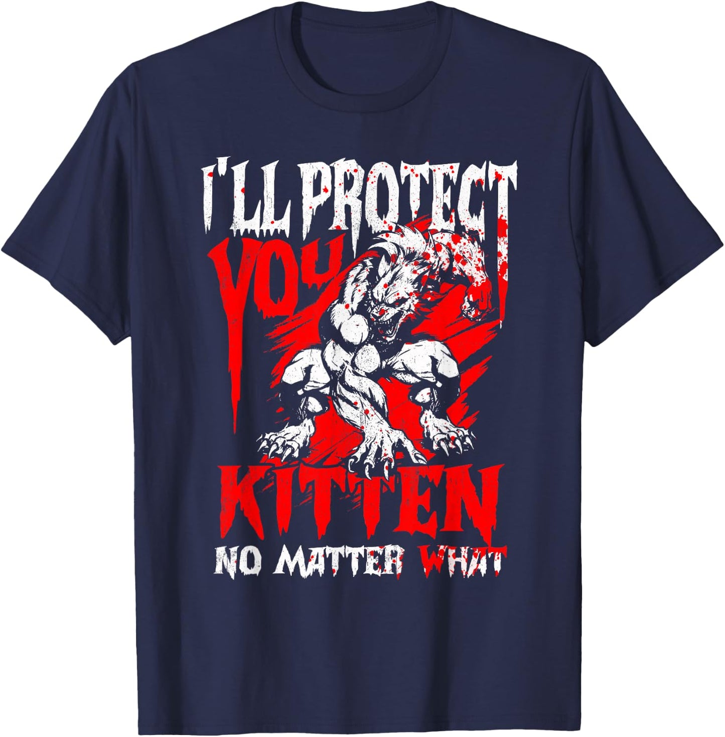 Alpha Wolf Ich werde dich beschützen Kitten egal was [German Language] T-Shirt - T-Shirt | Navy