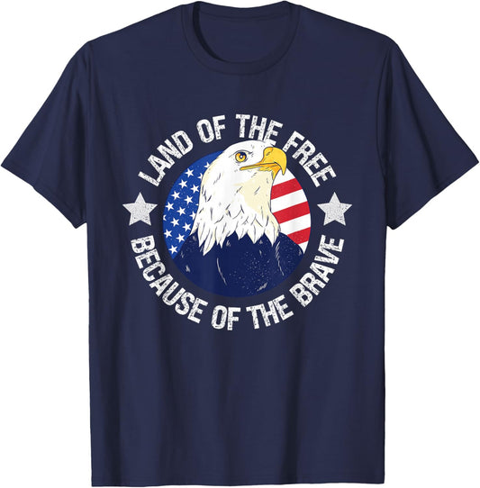 USA Eagle Land of the Free Because of the Brave T-Shirt - T-Shirt | Navy