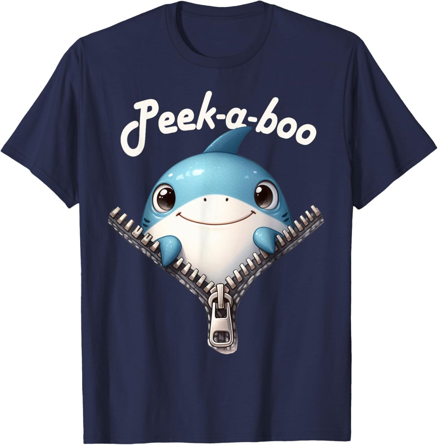 Funny - Peek-a-boo - Shark T-Shirt - T-Shirt | Navy
