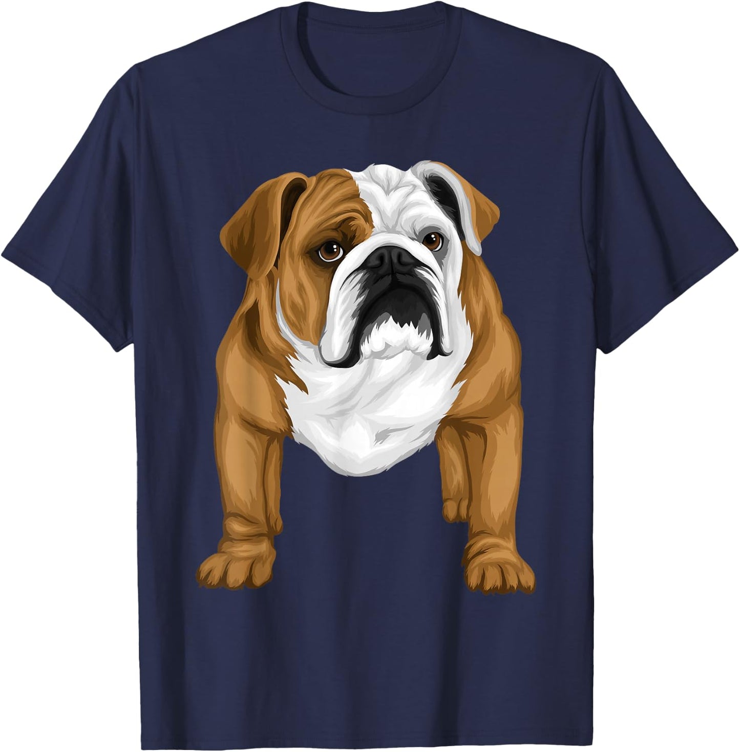 Cool Bulldog Dog Face Graphic T-Shirt - T-Shirt | Navy