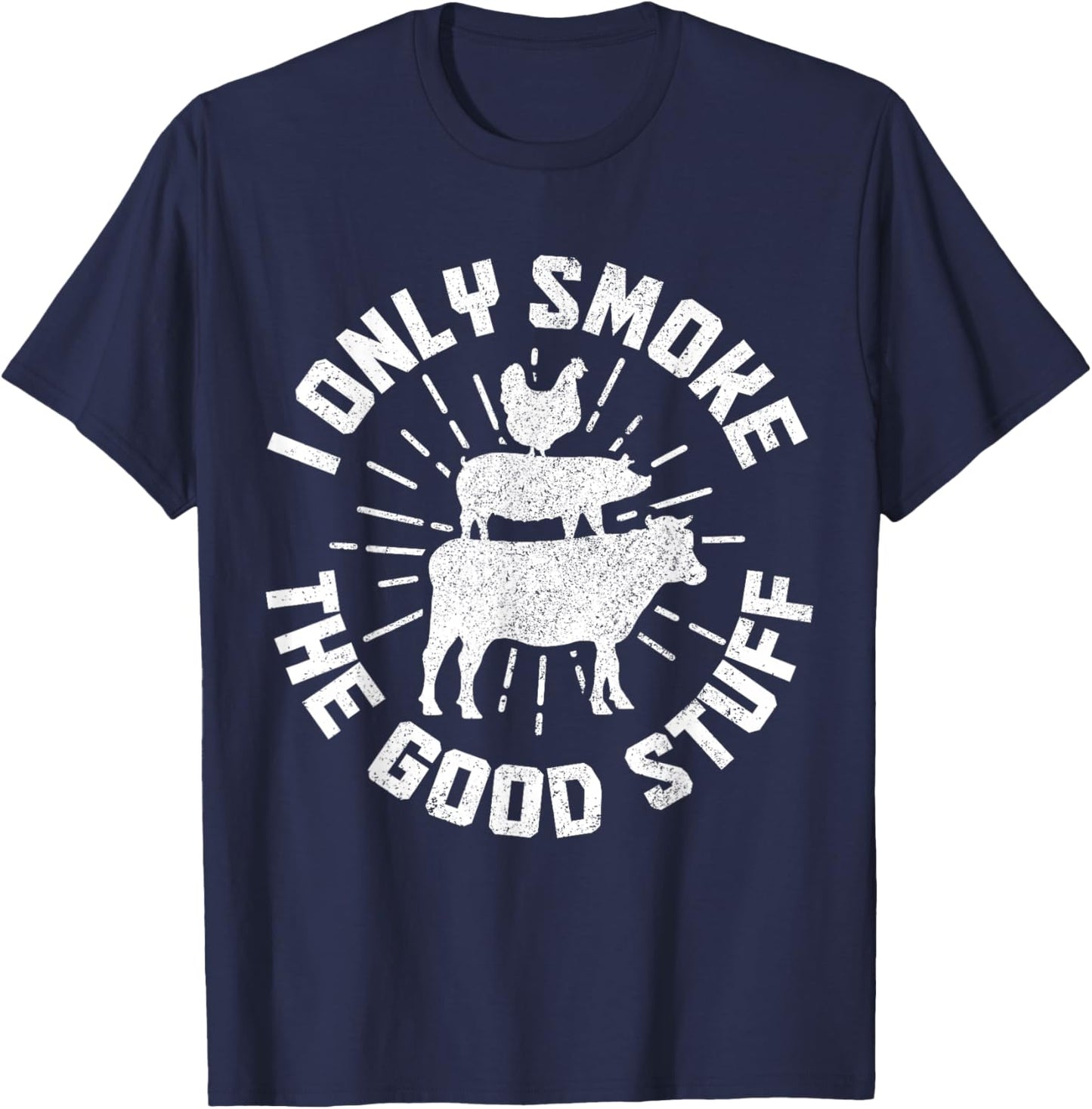 BBQ Meat Smoking Smoker Grill Grilling Chef Funny T-Shirt - T-Shirt | Navy