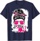 Bleached Pink Out Football Mom Messy Bun Pink Breast Cancer T-Shirt - T-Shirt | Navy