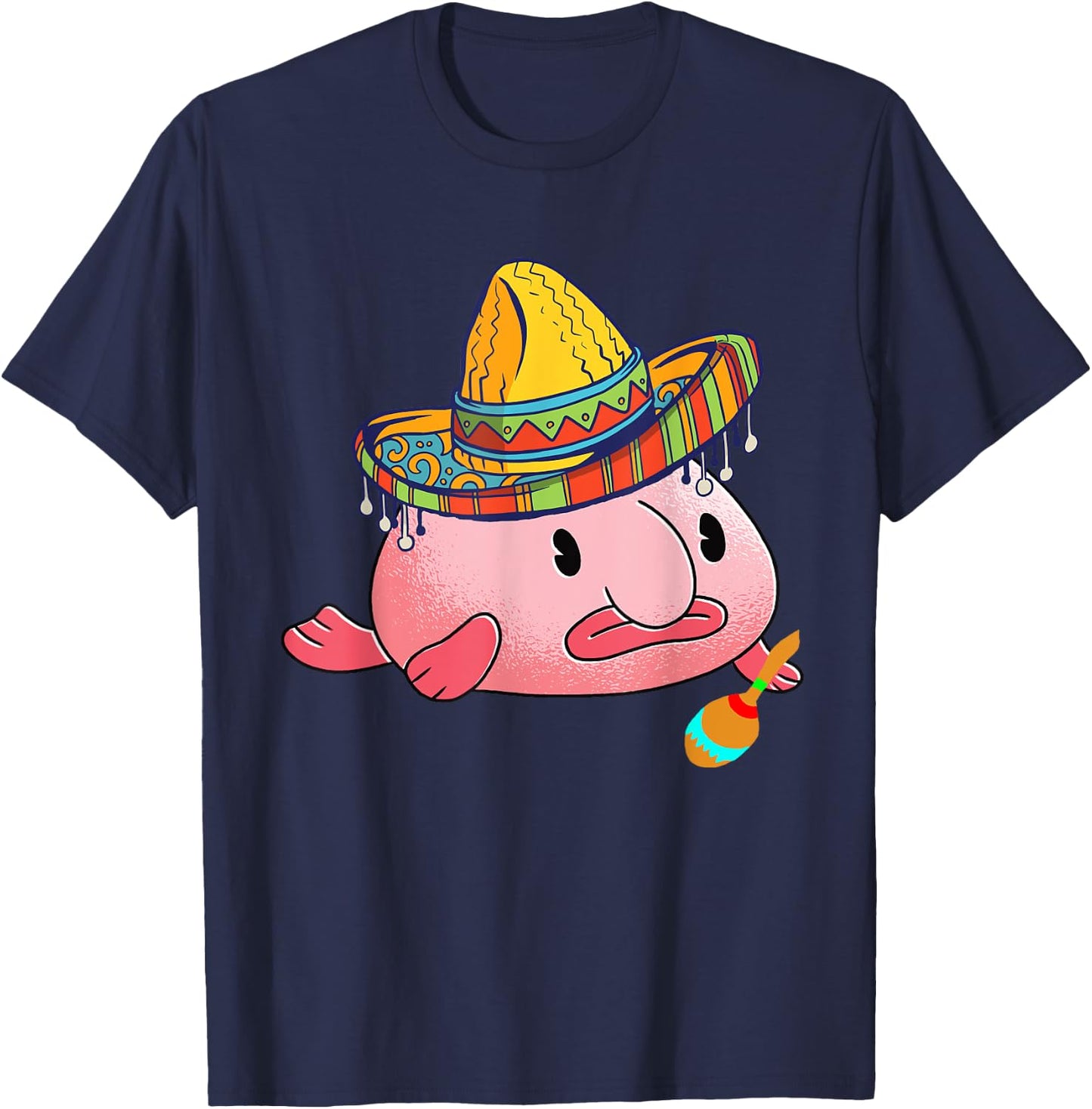 Blobfish Ugly Fish Deep Sea Funny Sombrero Costume T-Shirt - T-Shirt | Navy