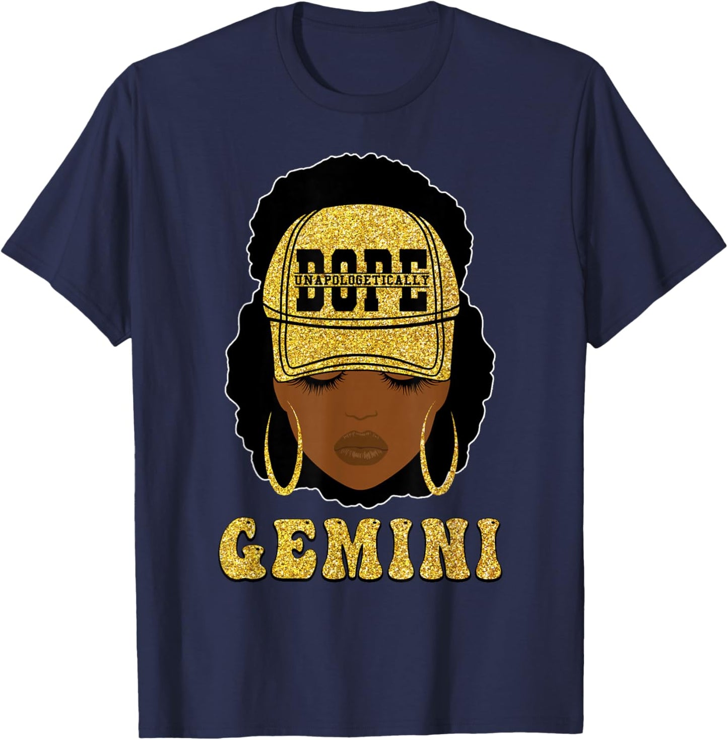 Unapologetically Dope Gemini Queen Black Women Zodiac T-Shirt - T-Shirt | Navy