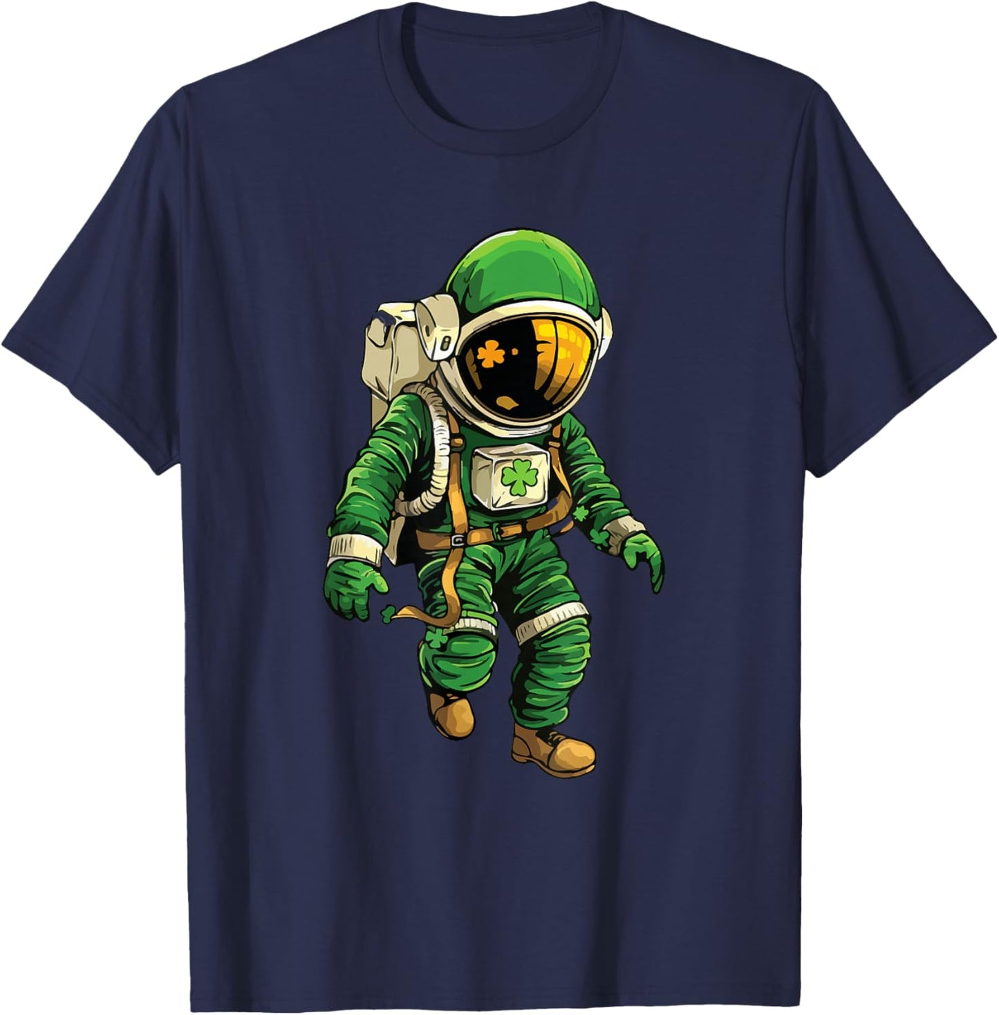 Astronaut St Patrick's Day Irish Space Leprechaun T-Shirt - T-Shirt | Navy