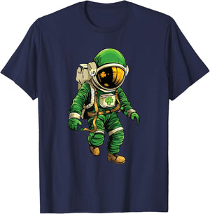 Astronaut St Patrick's Day Irish Space Leprechaun T-Shirt - T-Shirt | Navy