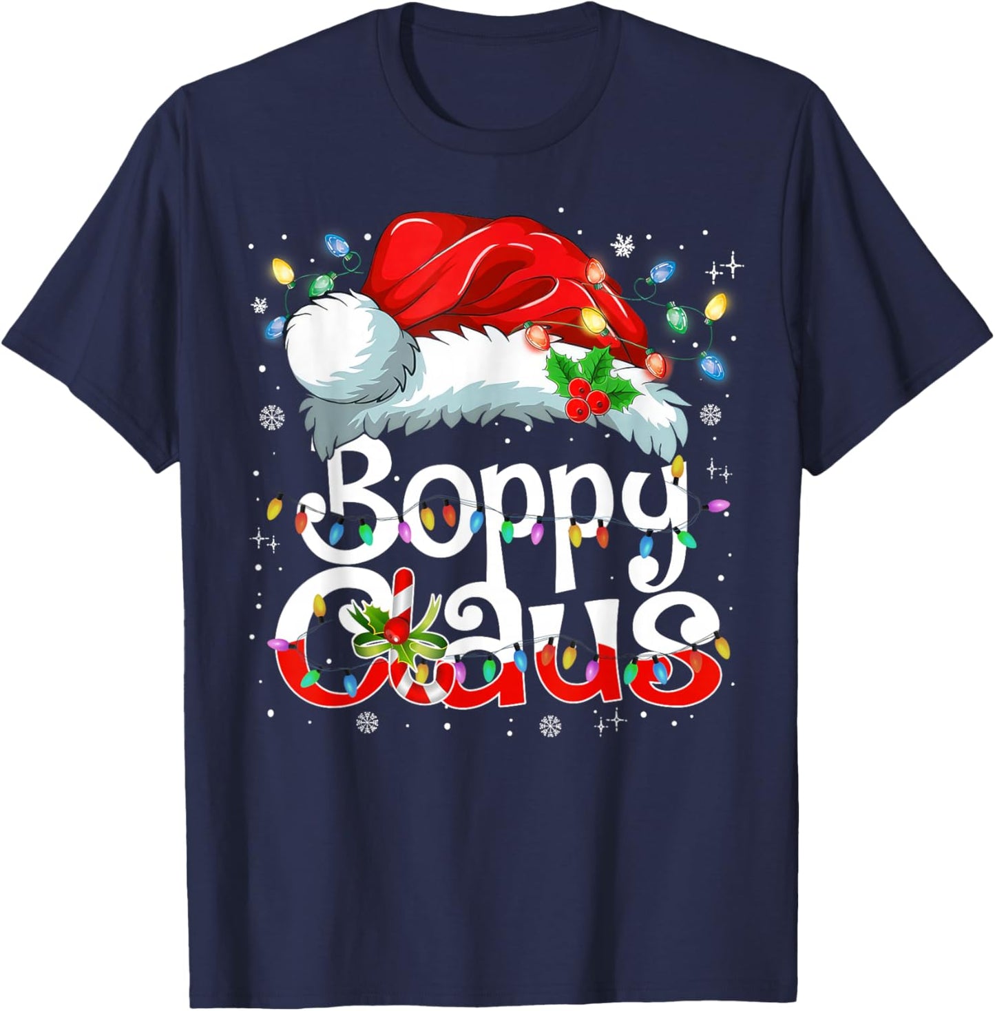 Boppy Claus Christmas Pajama Family Matching Xmas Light T-Shirt - T-Shirt | Navy