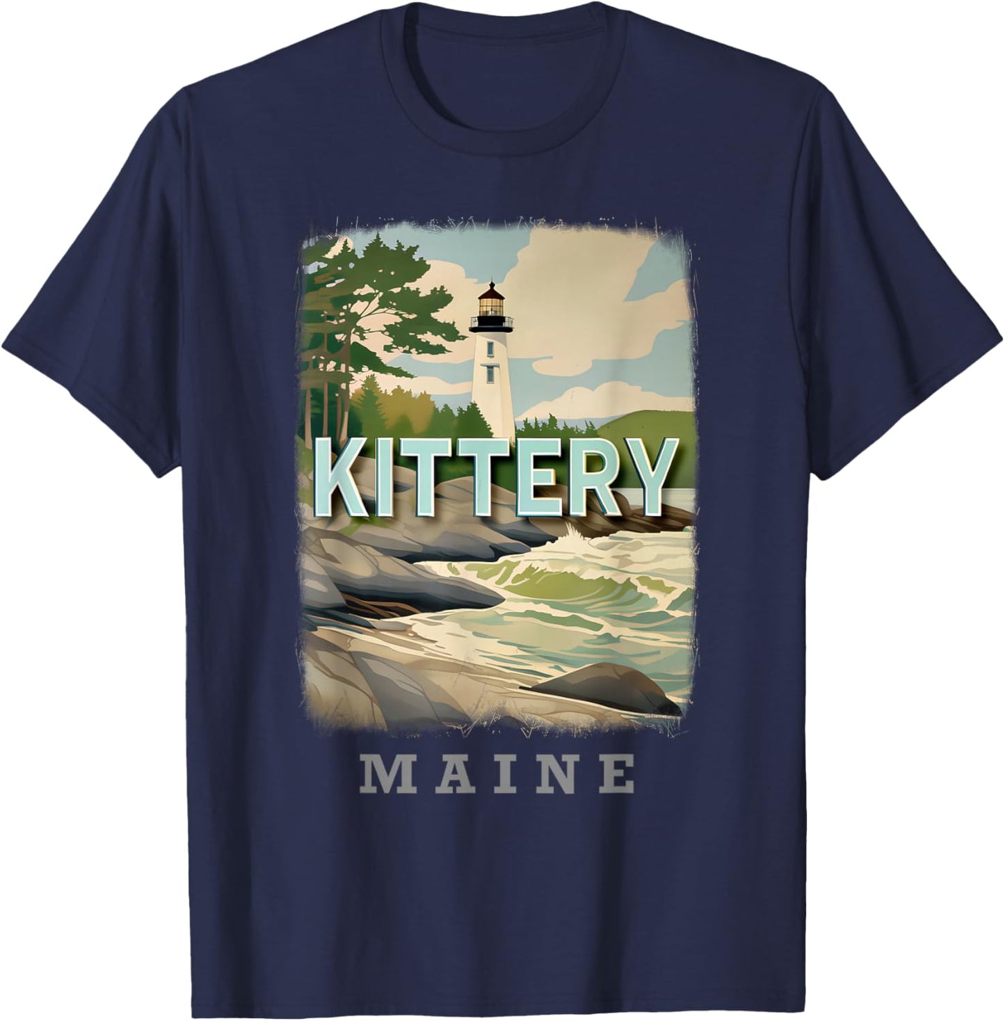 Kittery Maine ME Coastal Charm SD184 T-Shirt - T-Shirt | Navy