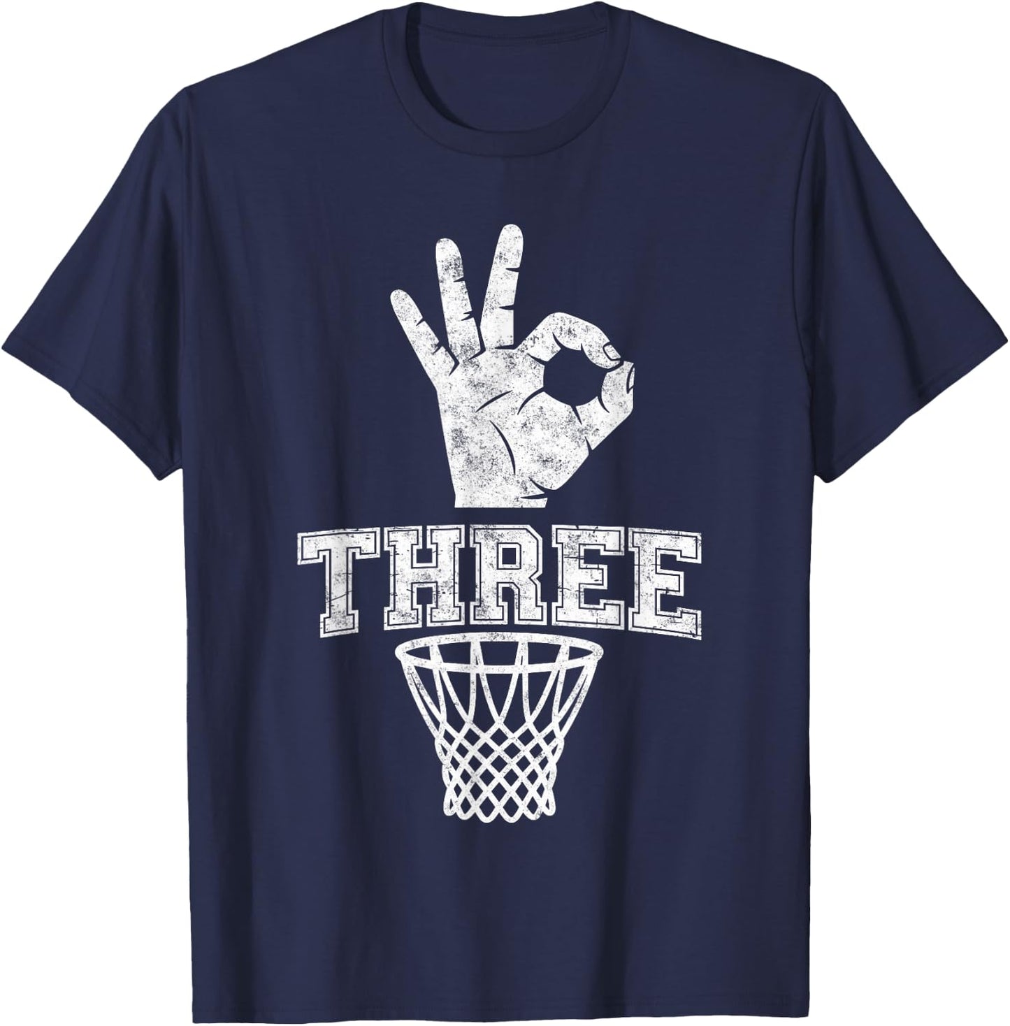 Three Points Throw Basketball Player Fan Dad Funny Joke T-Shirt - T-Shirt | Navy