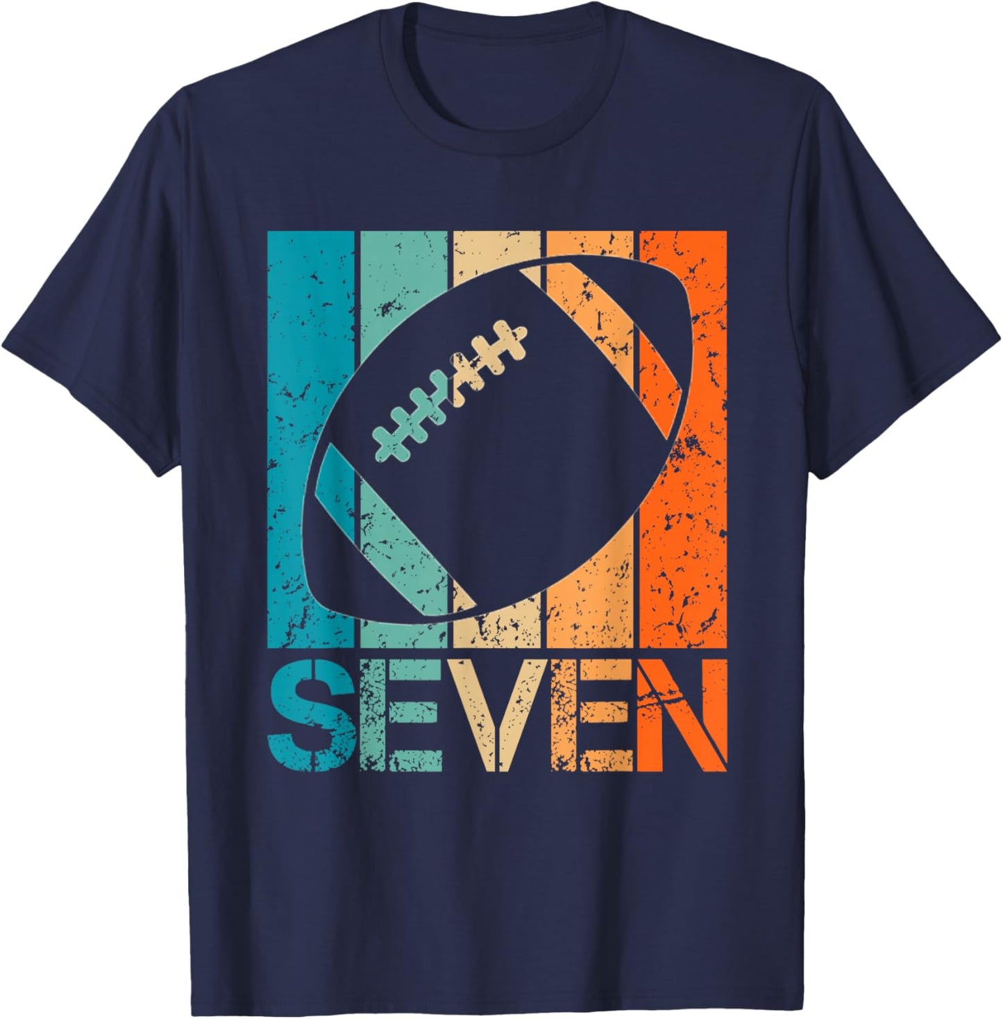 7th Football Birthday 7 Year Old 7yr Boys Birthday Football T-Shirt - T-Shirt | Navy