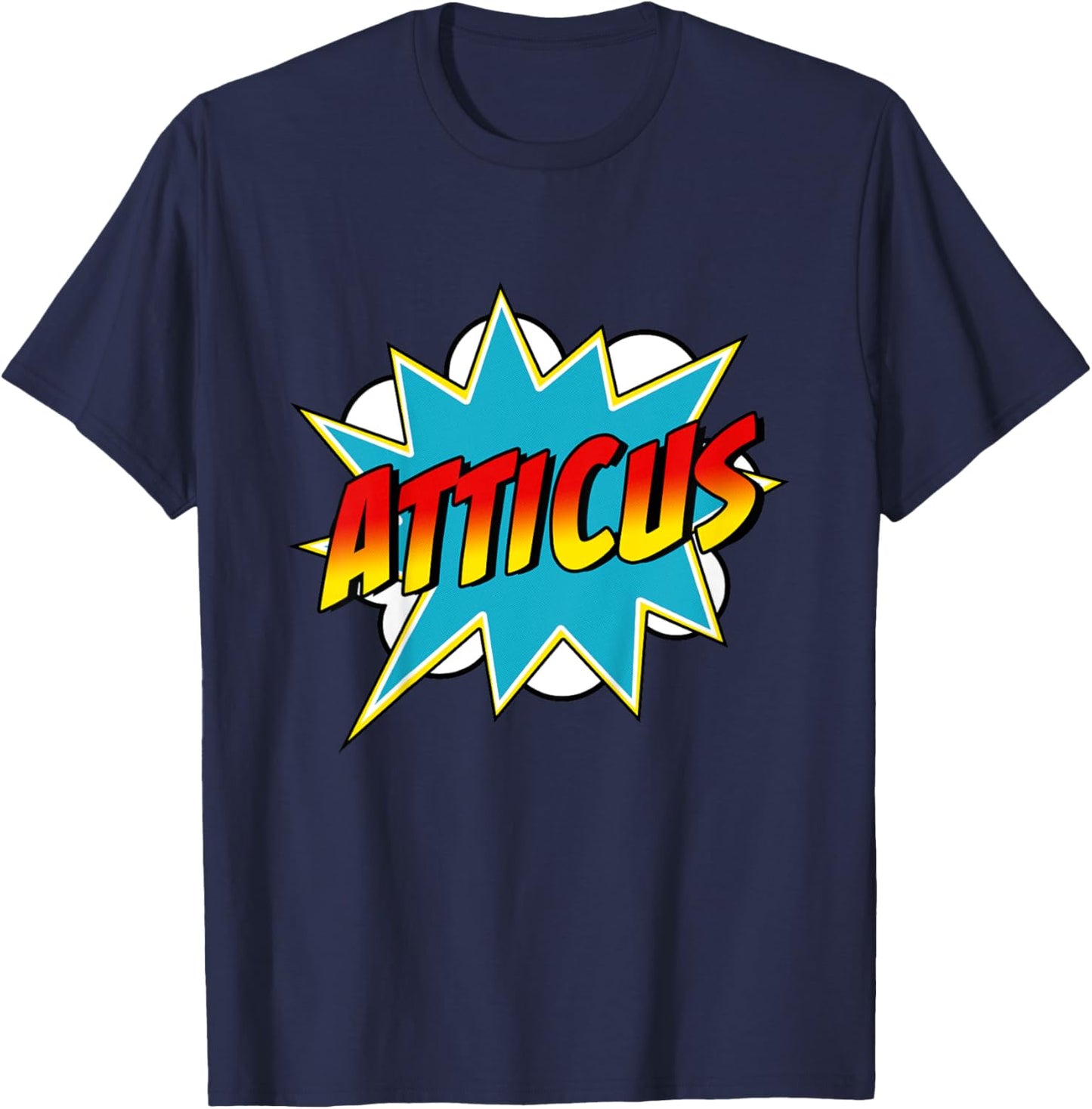 Kids Boys Atticus Name Superhero Comic Book T-Shirt - T-Shirt | Navy