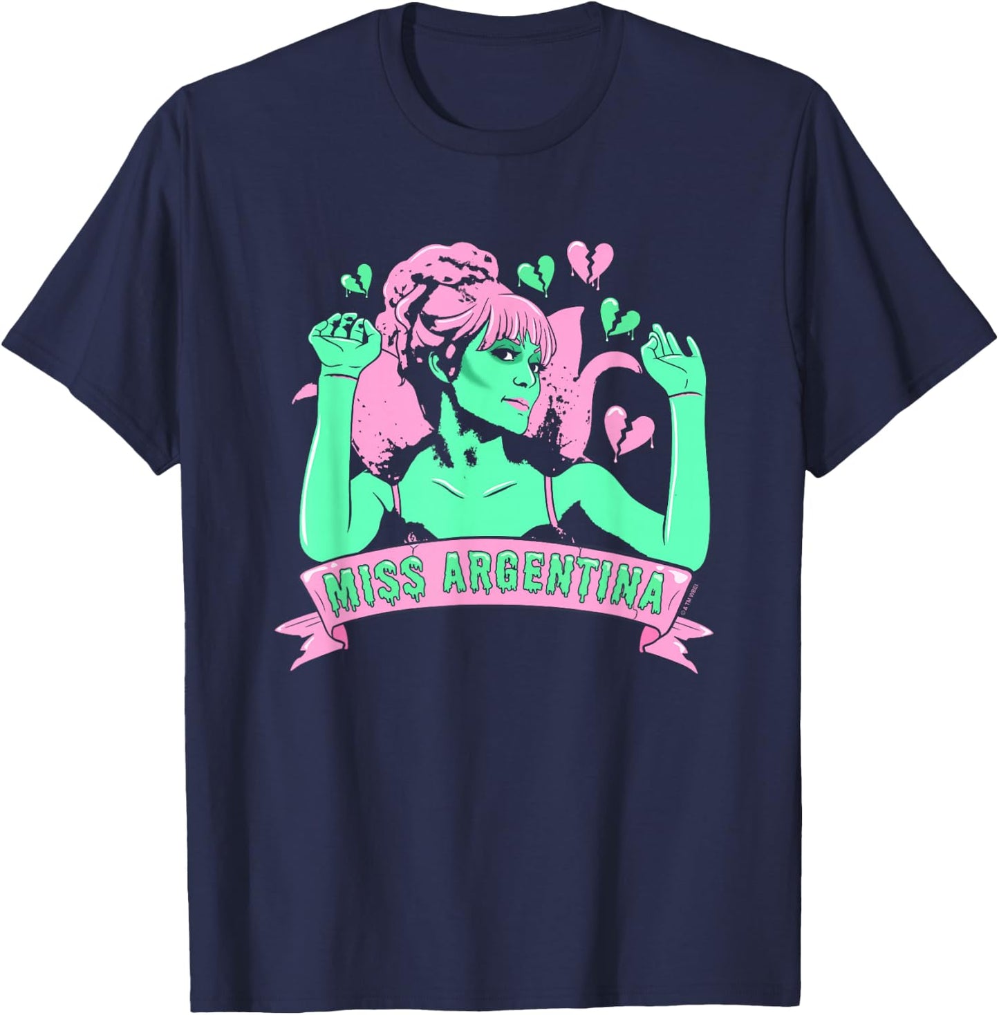 Beetlejuice Iconic Miss Argentina Pastel Colors Big Portrait T-Shirt - T-Shirt | Navy
