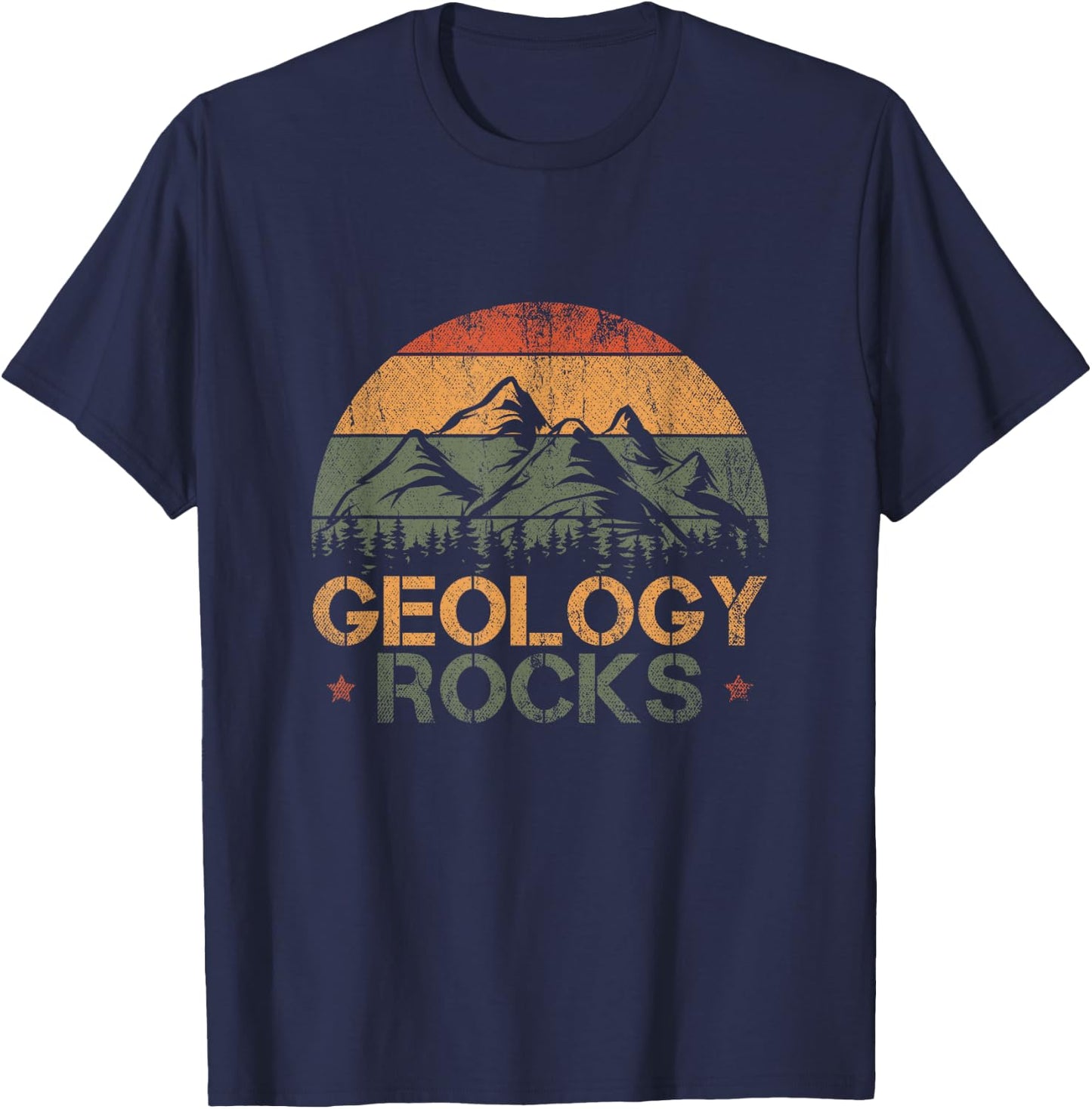 Retro Rock Science Paleontology Lover Geology T-Shirt - T-Shirt | Navy