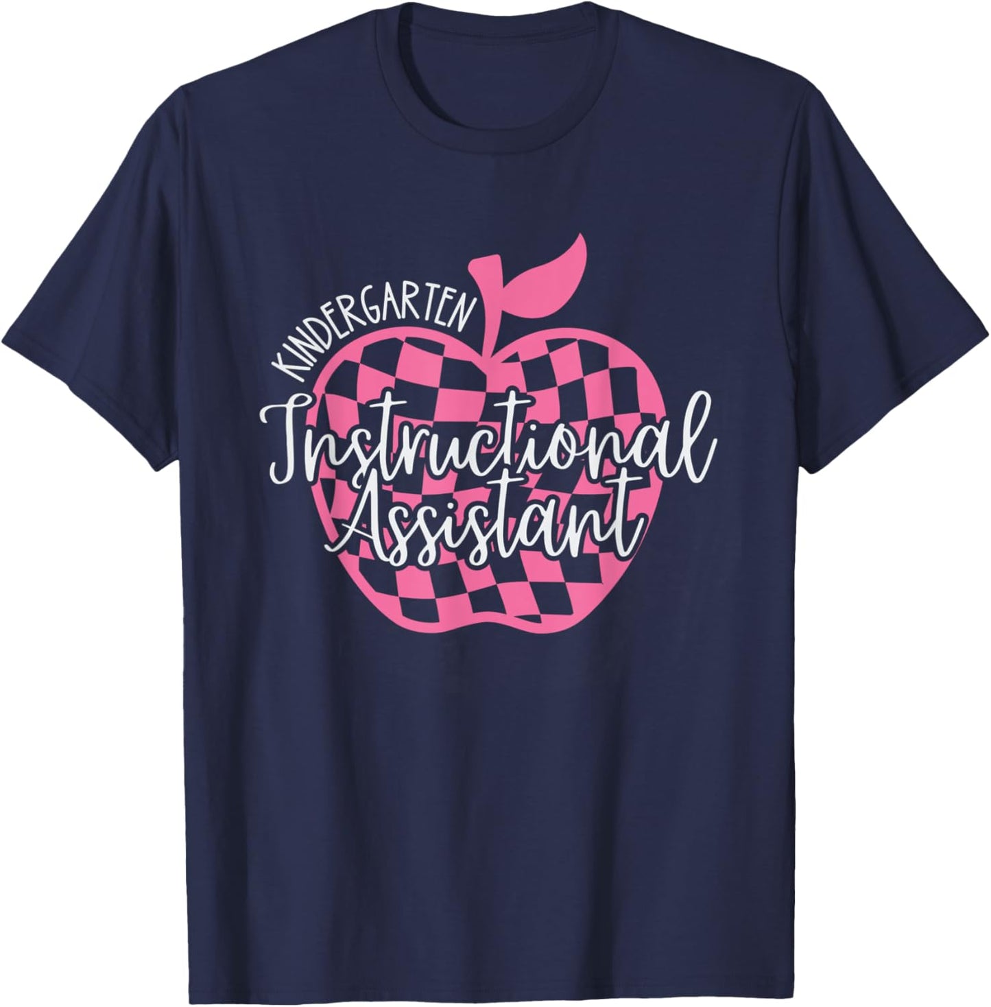 Retro Kindergarten Instructional Assistant Apple Teacher Men Women Kids T-Shirt - T-Shirt | Navy