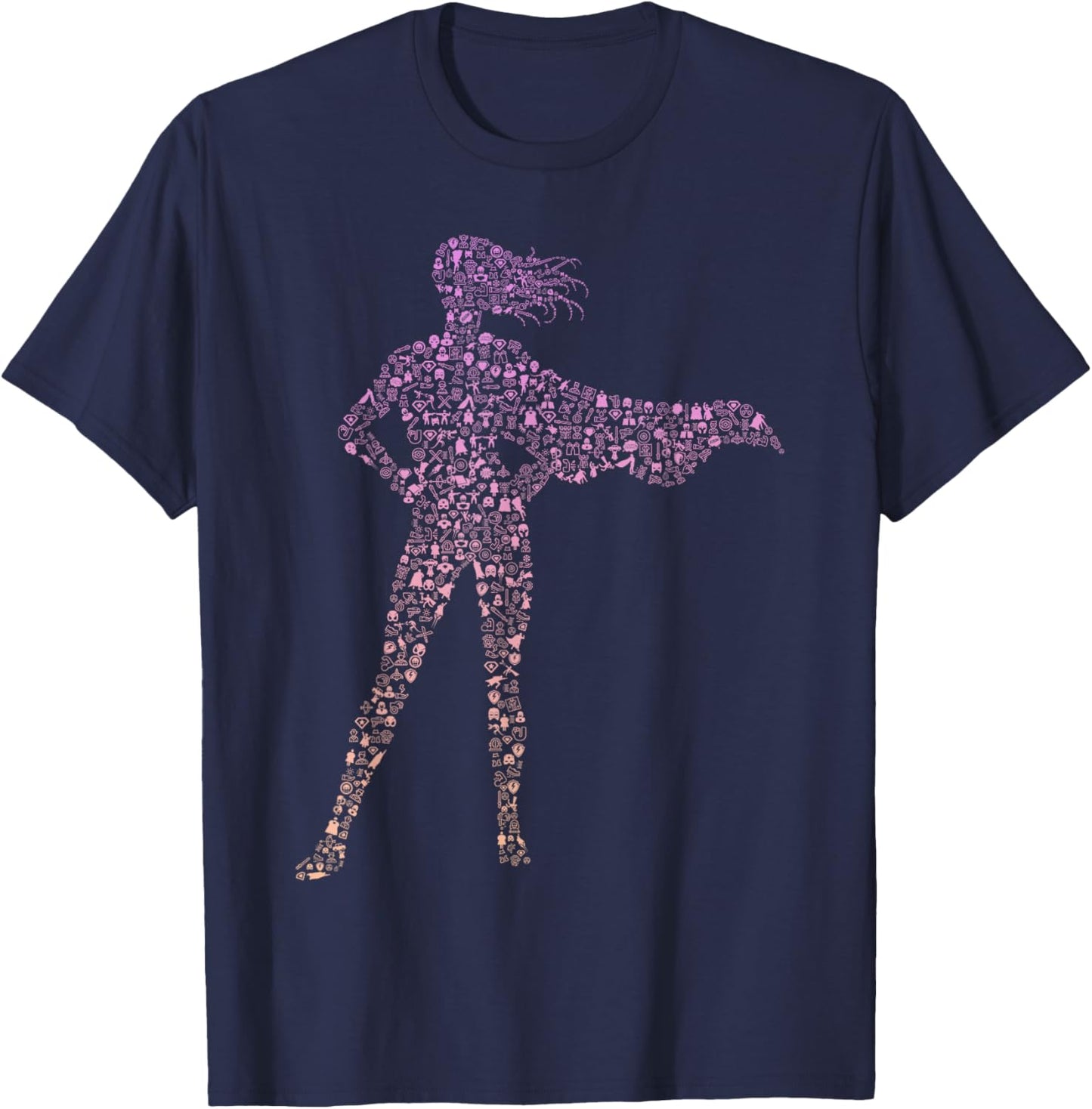 Silhouette Icon Superhero Shirt | Girls Superhero T-Shirt - T-Shirt | Navy