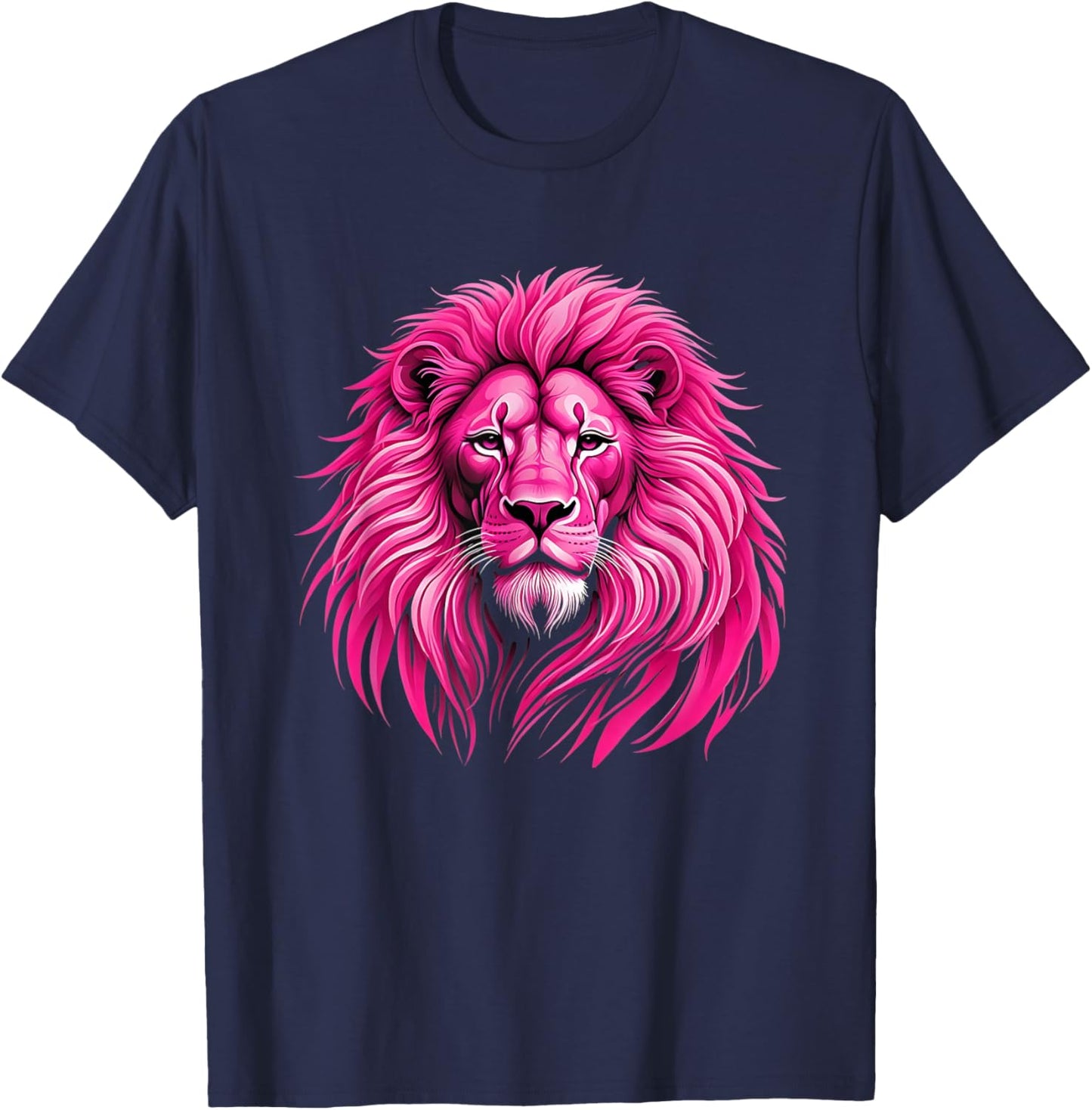Pink Lion Breast Cancer Awareness Survivor Warrior T-Shirt - T-Shirt | Navy